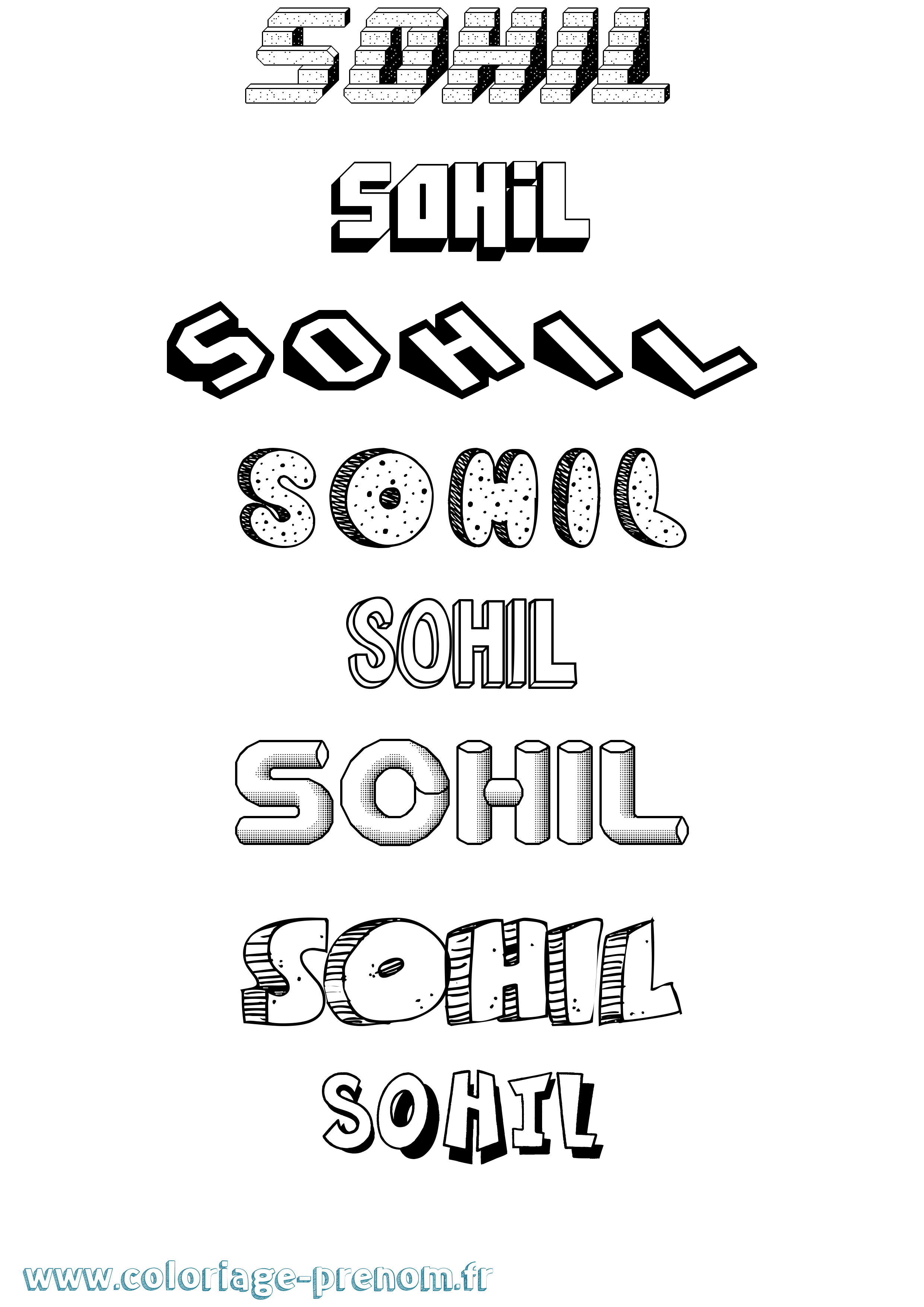 Coloriage Sohil Effet 3D Coloriage prénom Sohil Effet 3D