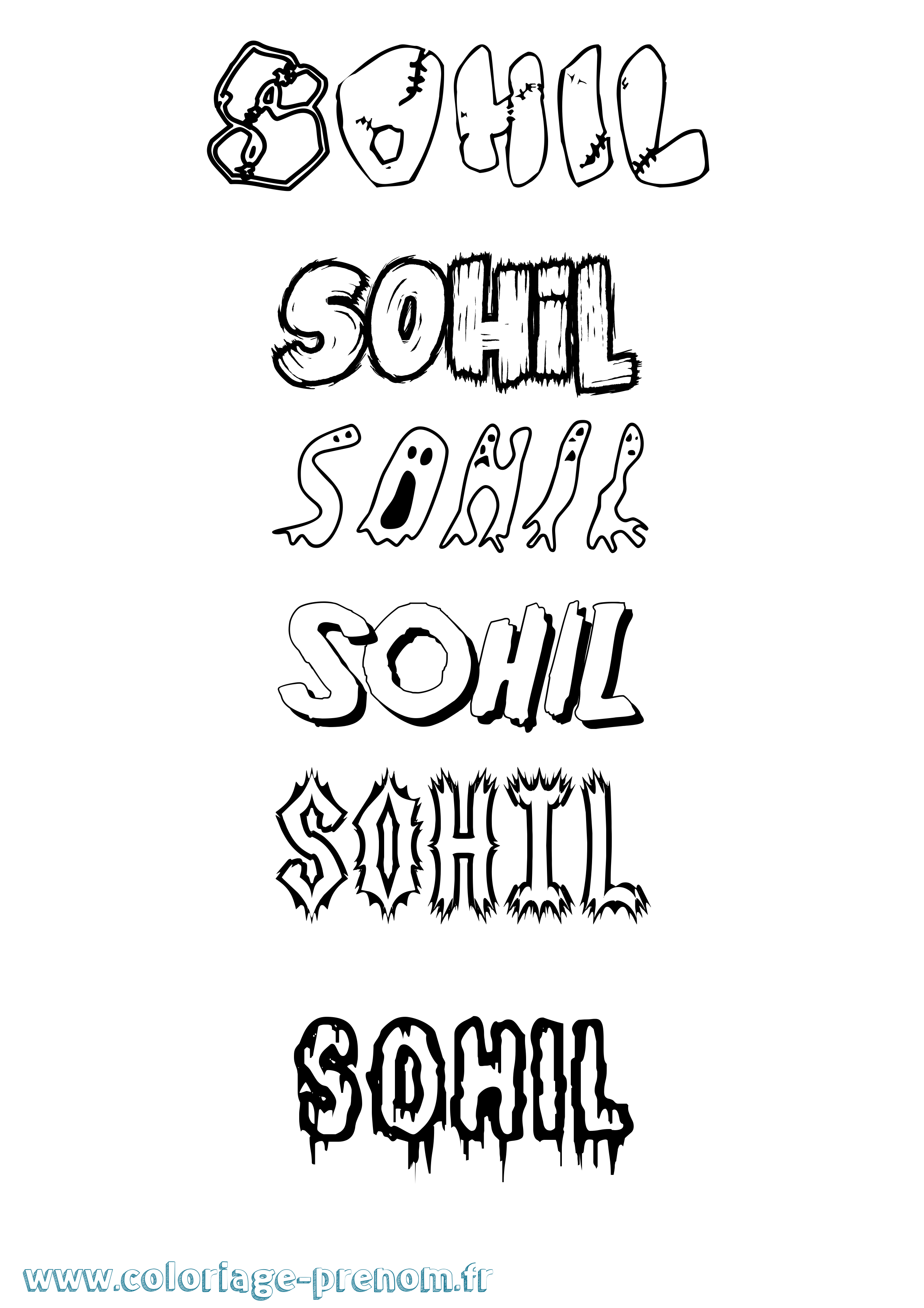 Coloriage Sohil Frisson Coloriage prénom Sohil Frisson