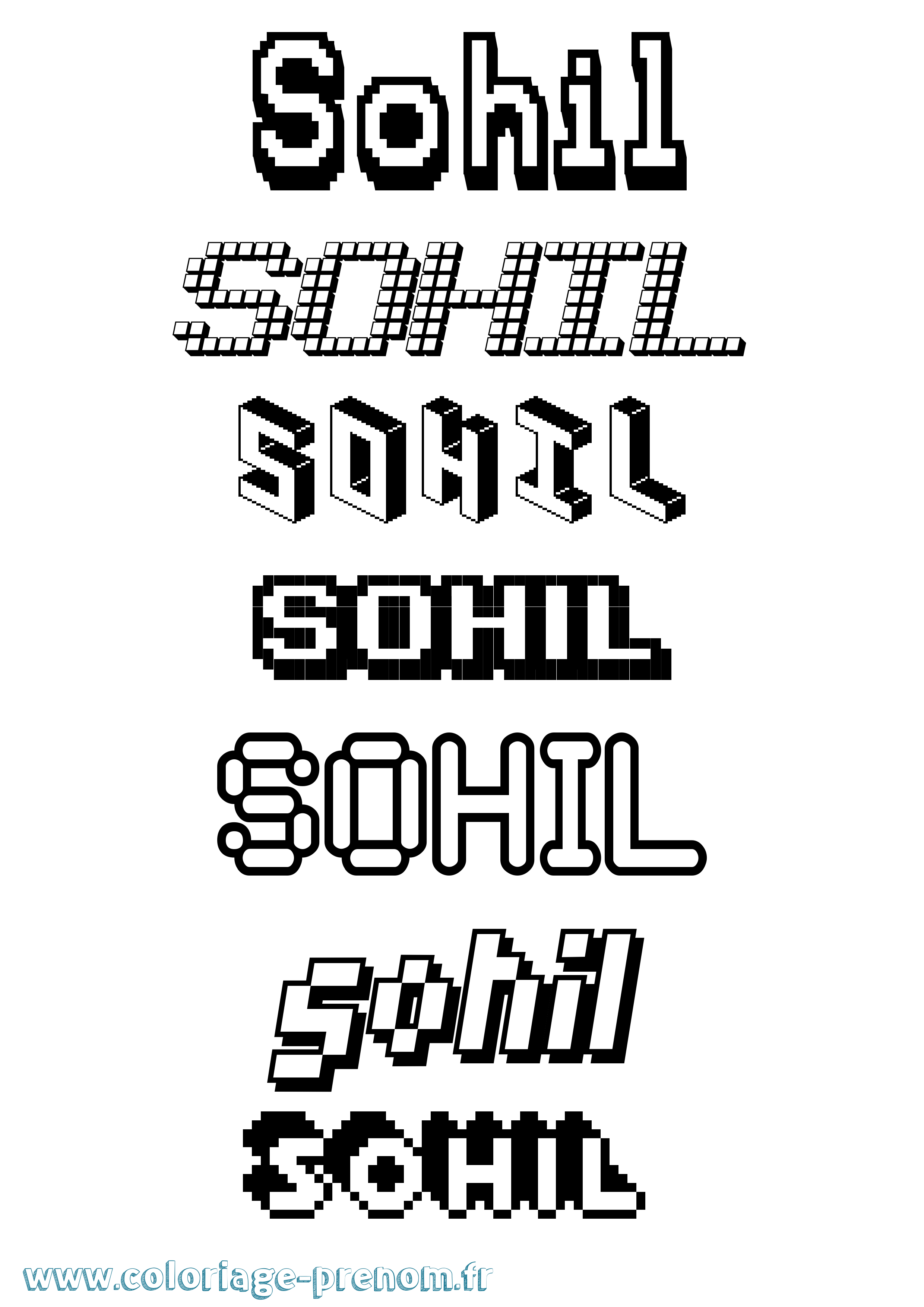 Coloriage Sohil Pixel Coloriage prénom Sohil Pixel