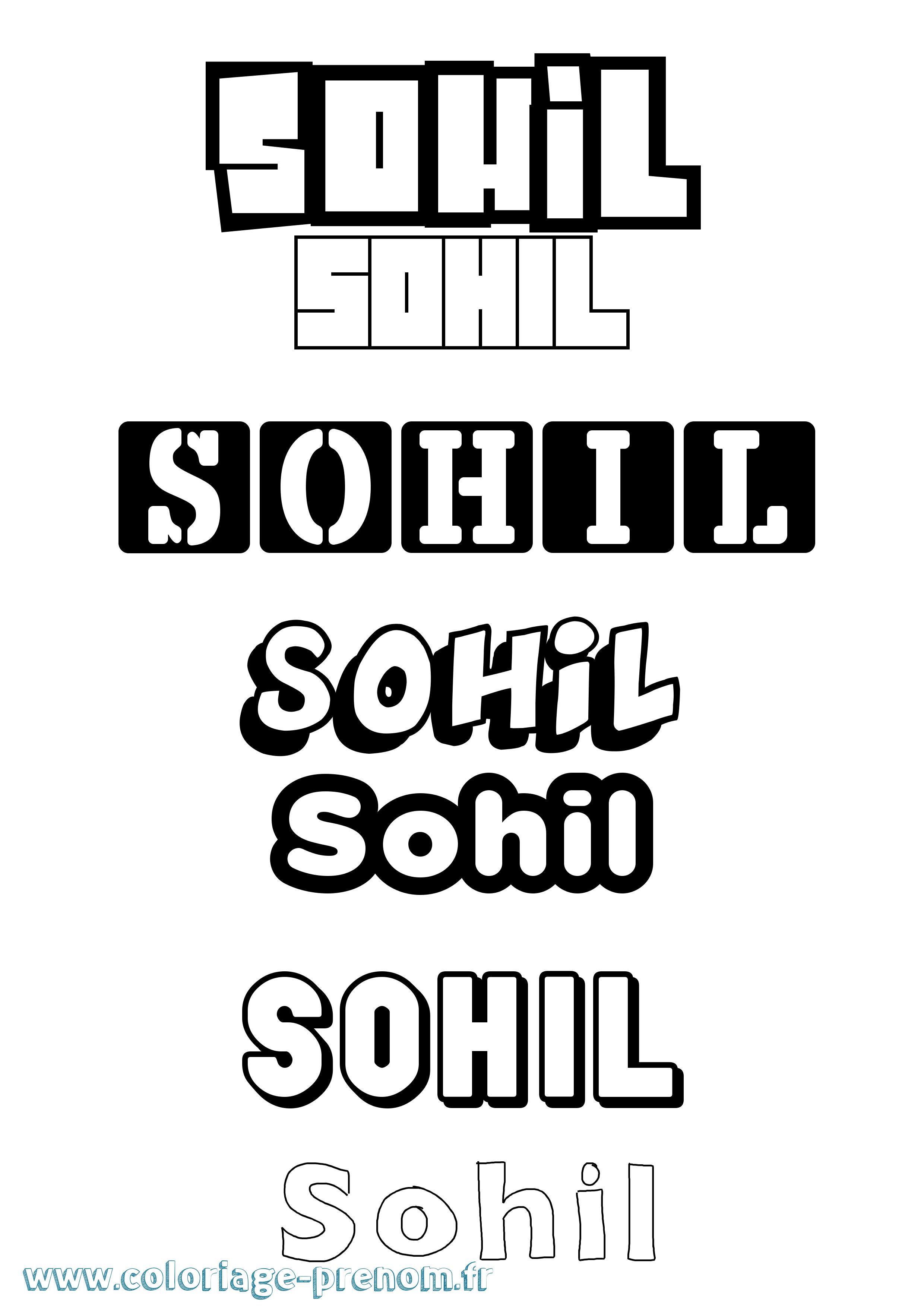 Coloriage Sohil Simple Coloriage prénom Sohil Simple