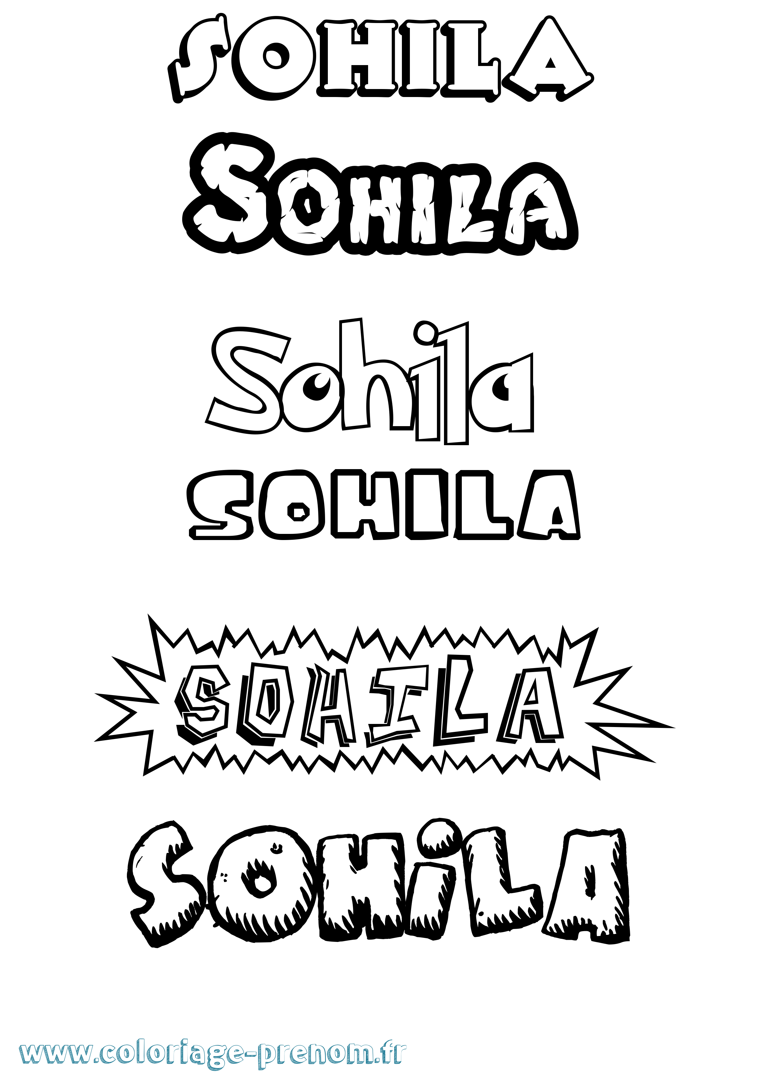 Coloriage Sohila Dessin Animé Coloriage prénom Sohila Dessin Animé
