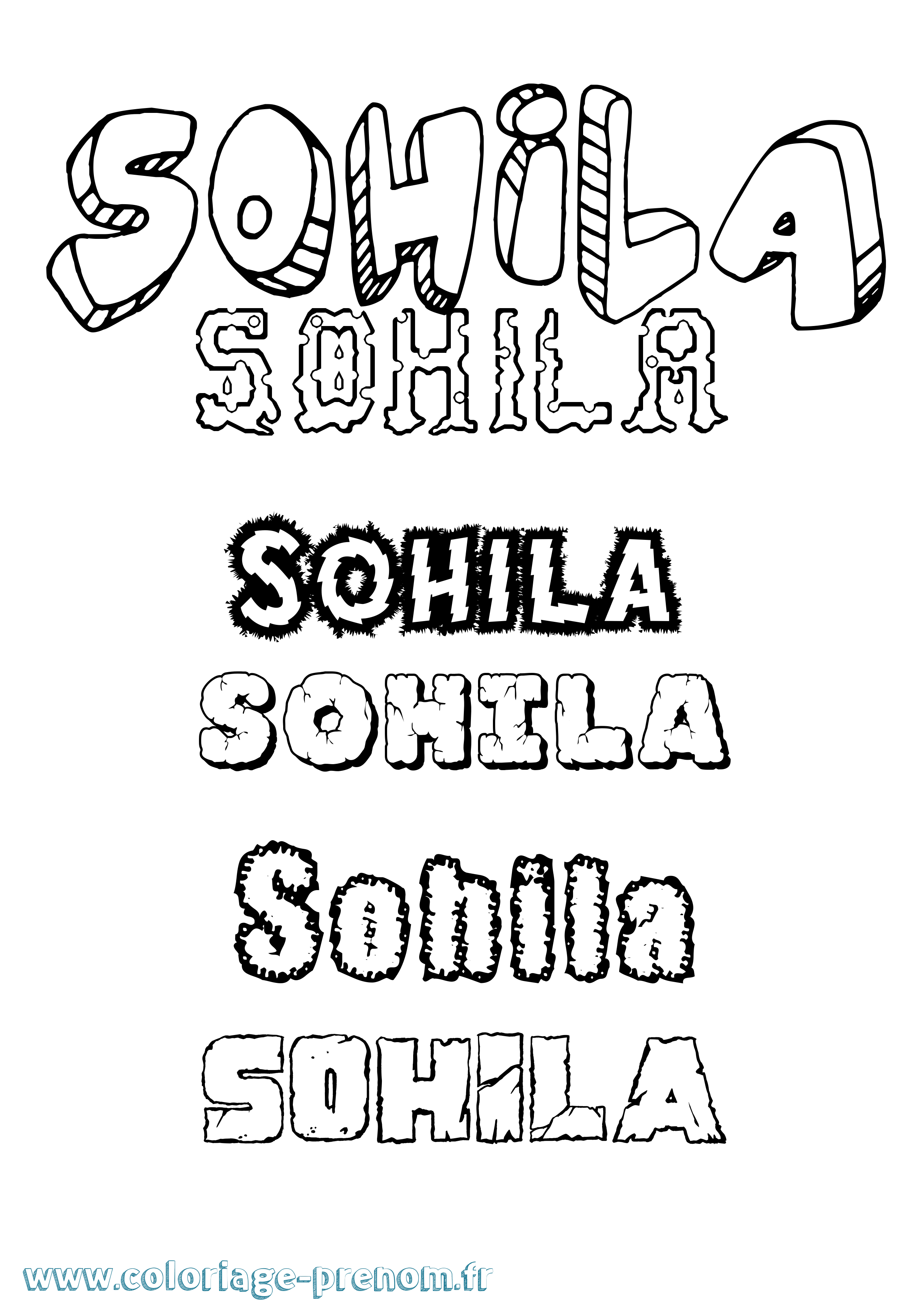 Coloriage Sohila Destructuré Coloriage prénom Sohila Destructuré