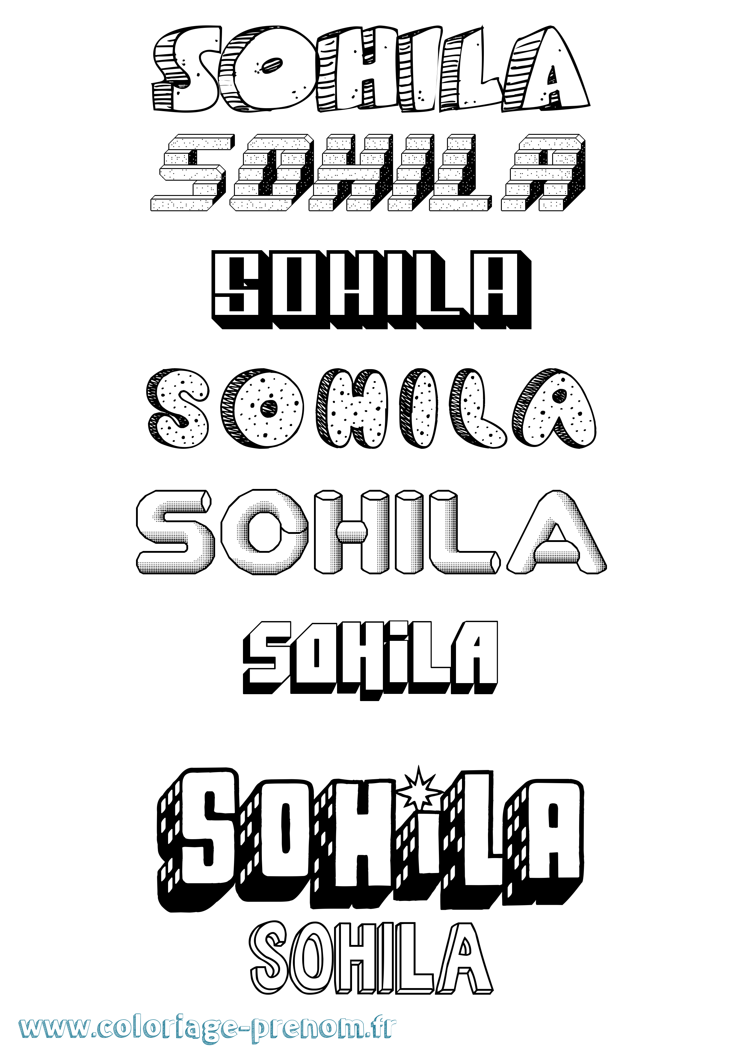 Coloriage Sohila Effet 3D Coloriage prénom Sohila Effet 3D