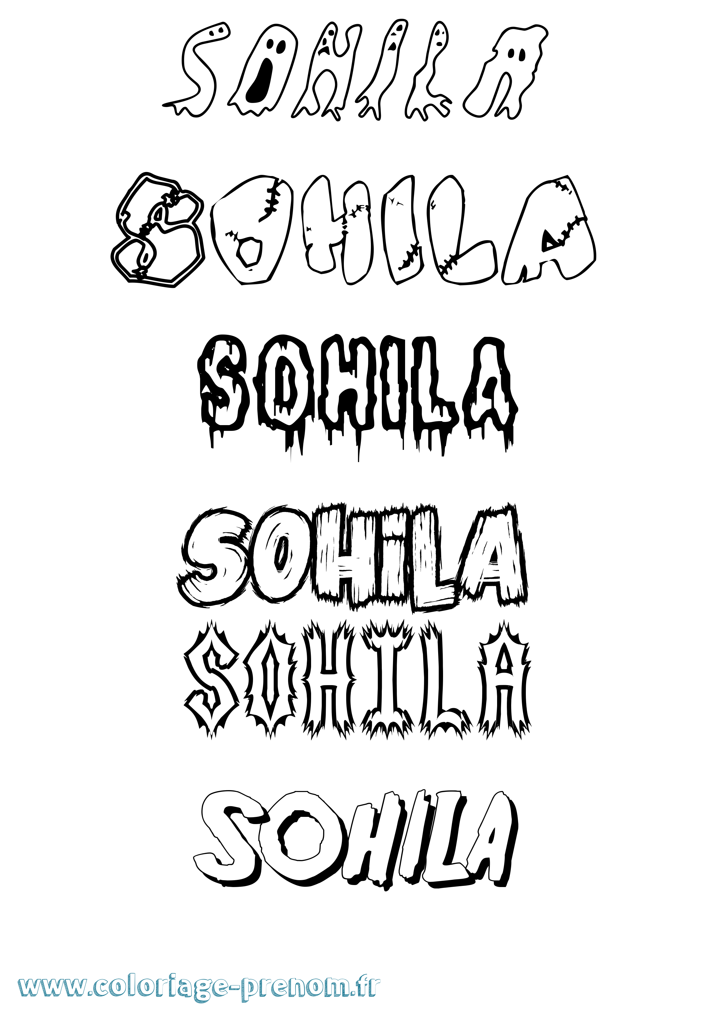 Coloriage Sohila Frisson Coloriage prénom Sohila Frisson