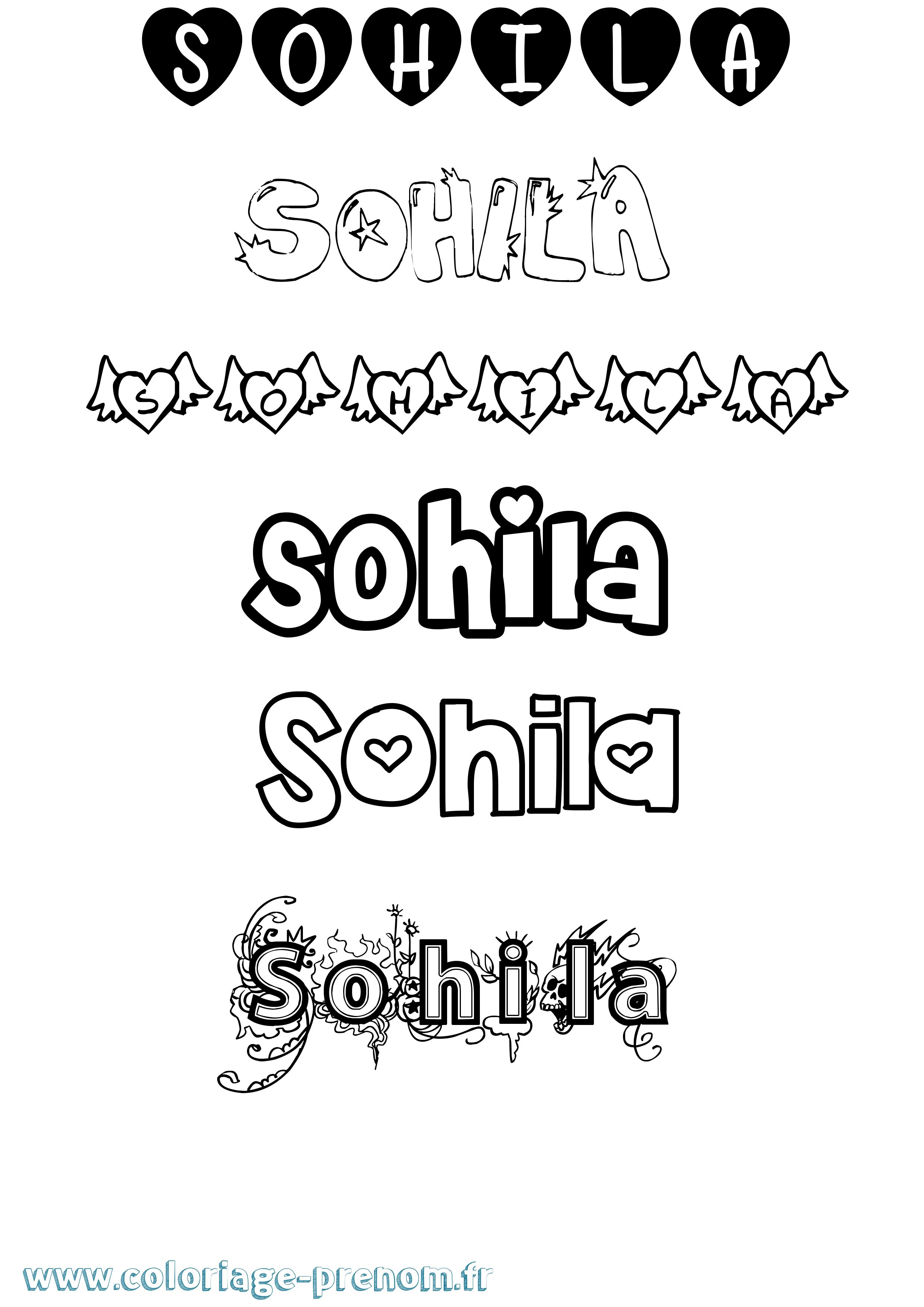 Coloriage Sohila Girly Coloriage prénom Sohila Girly