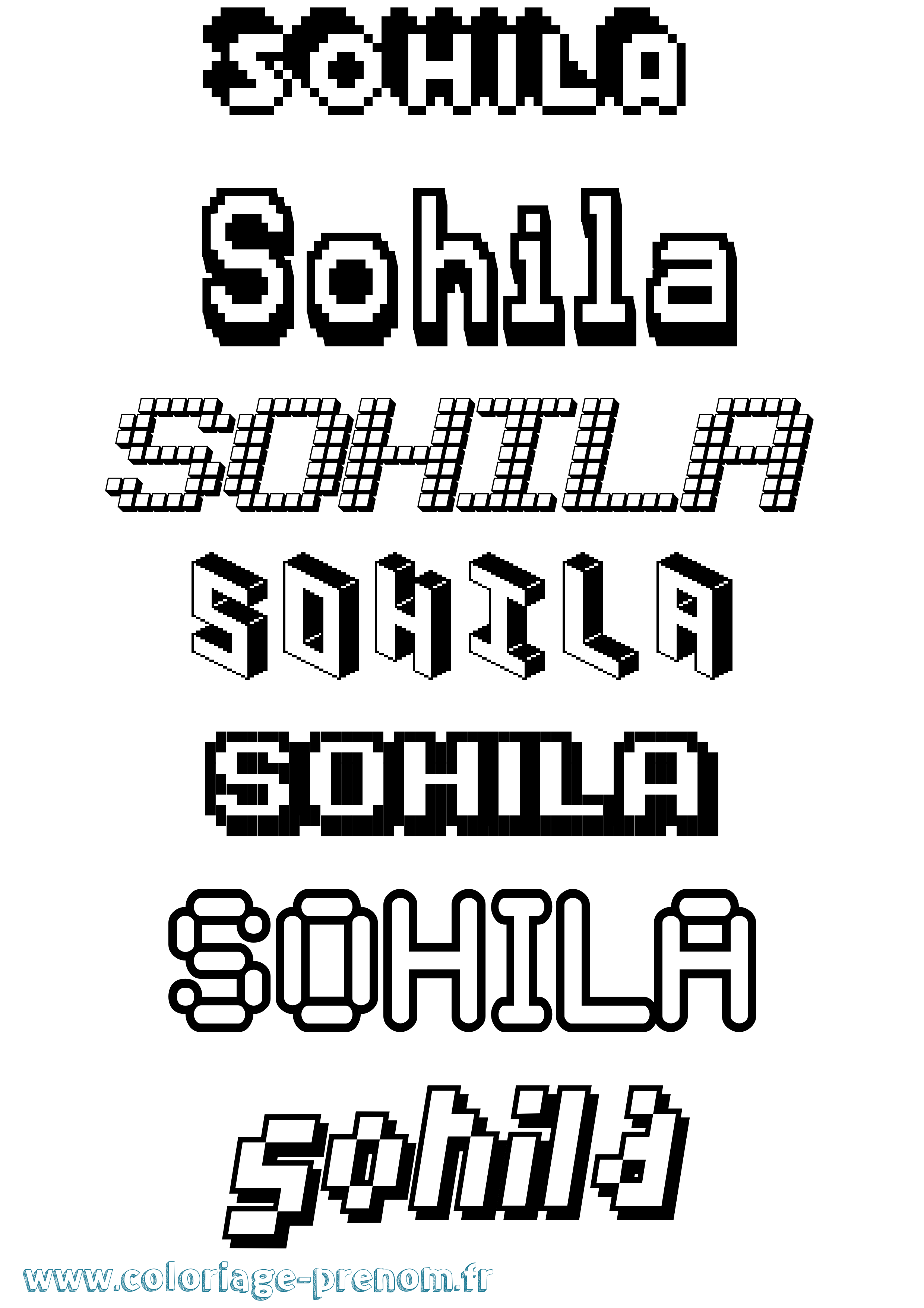Coloriage Sohila Pixel Coloriage prénom Sohila Pixel