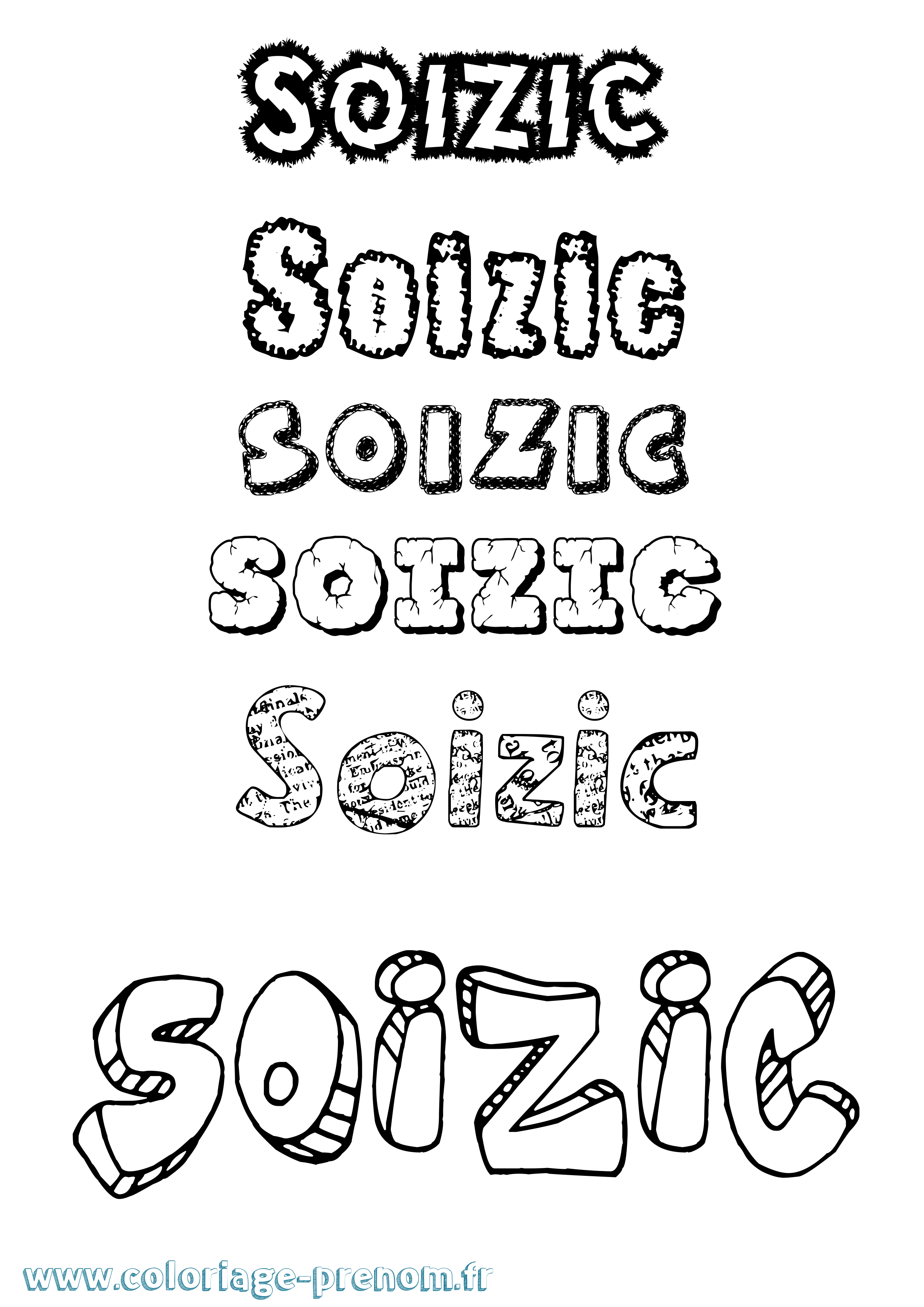 Coloriage Soizic Destructuré Coloriage prénom Soizic Destructuré