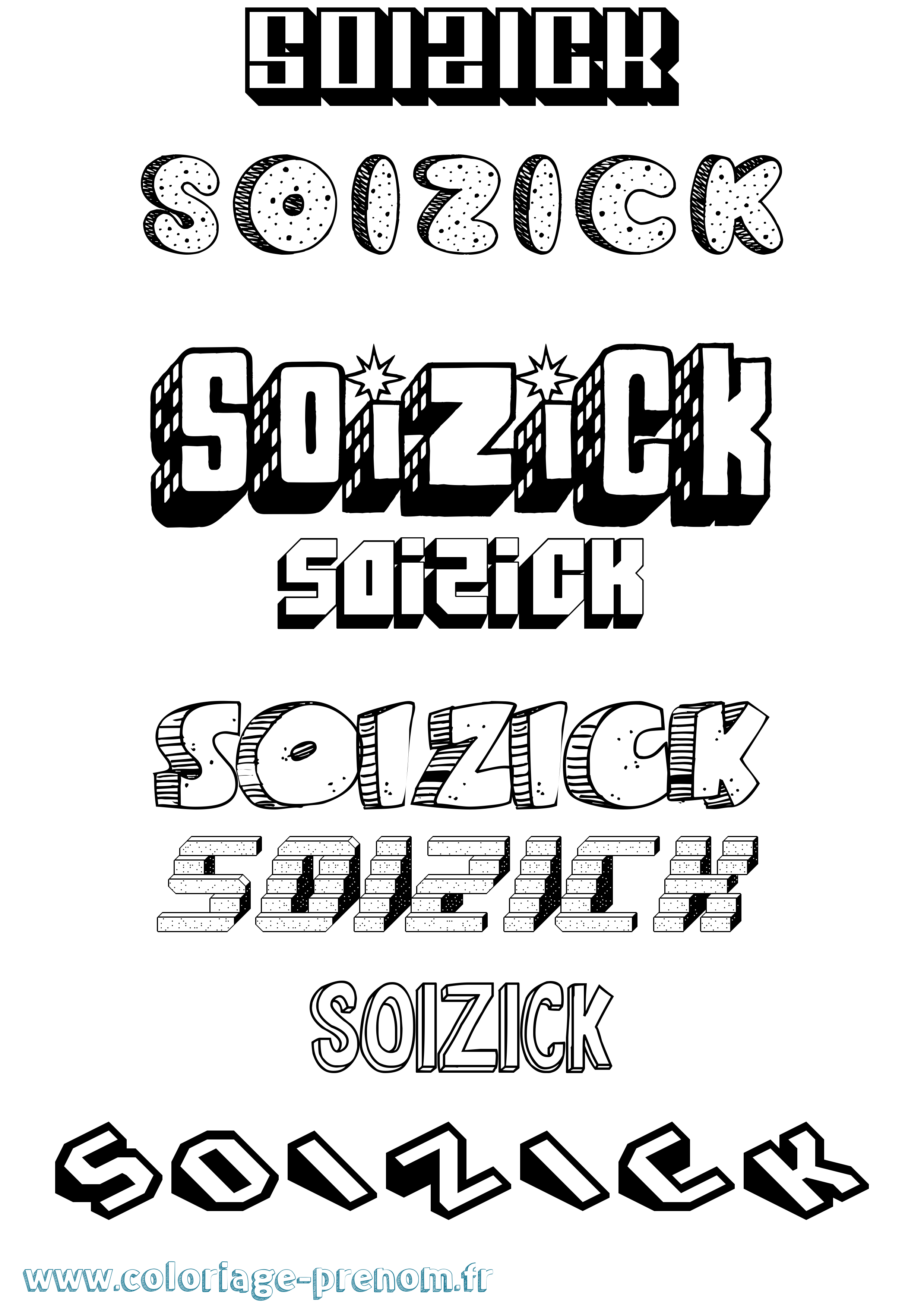 Coloriage Soizick Effet 3D Coloriage prénom Soizick Effet 3D