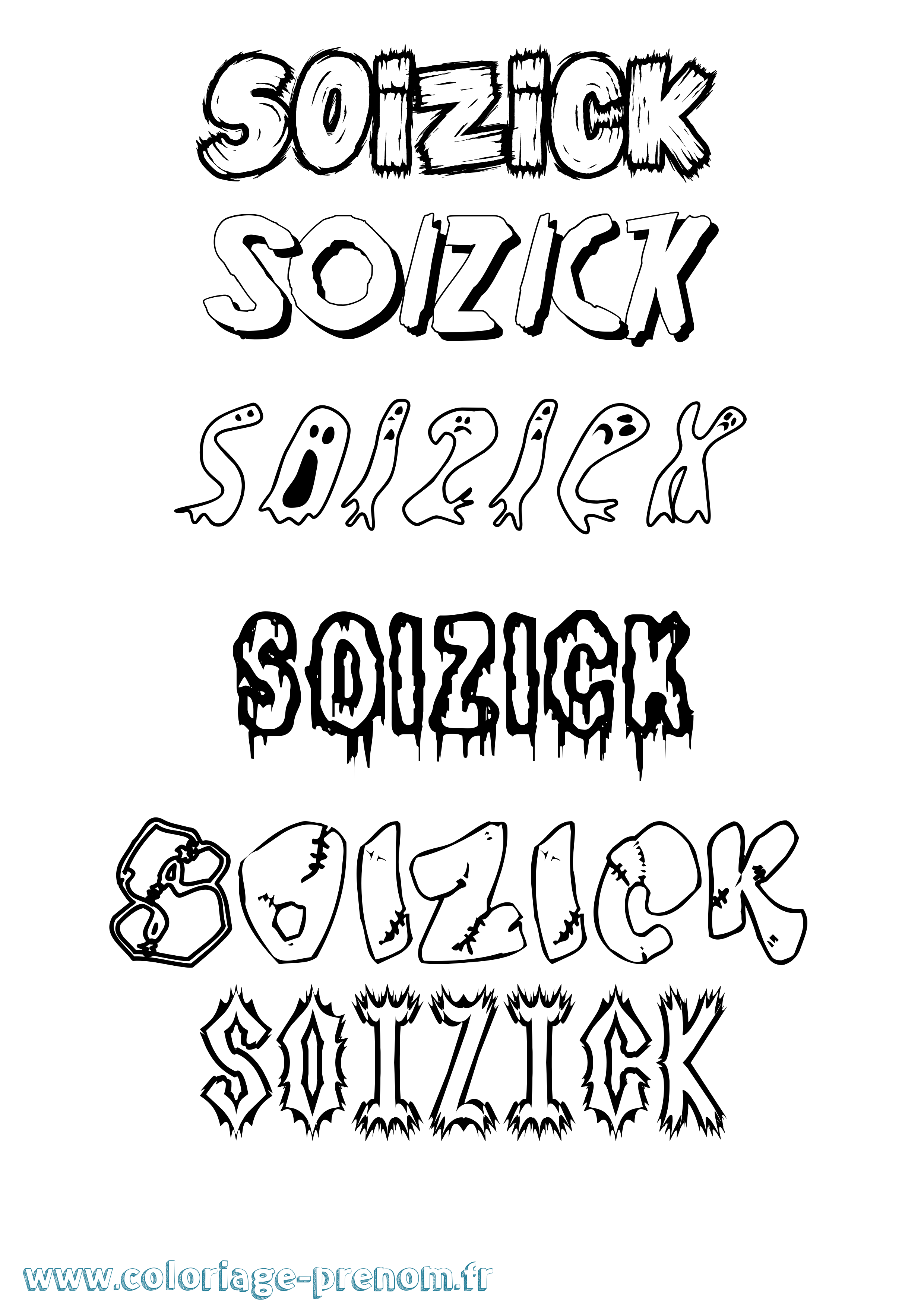 Coloriage Soizick Frisson Coloriage prénom Soizick Frisson