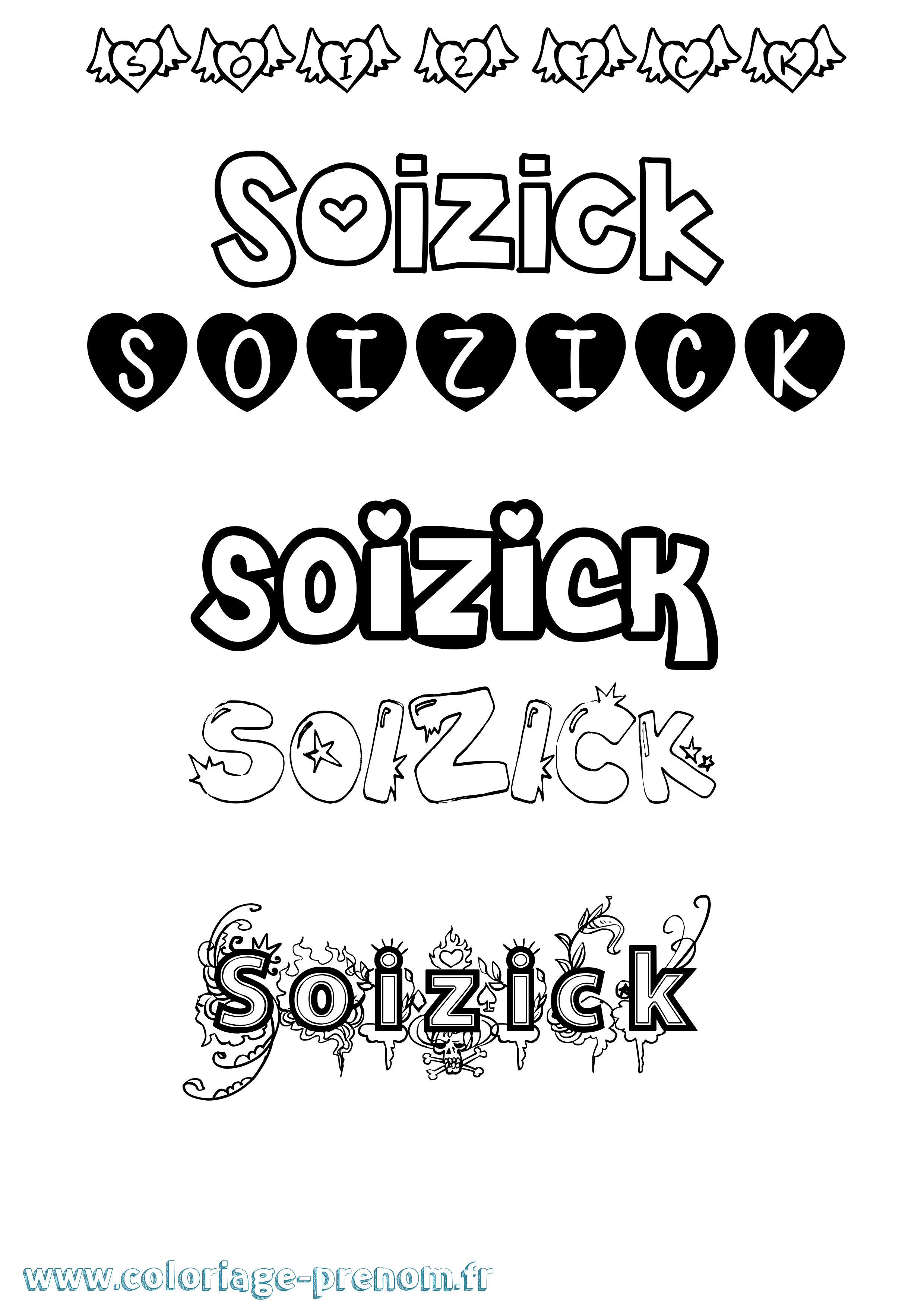 Coloriage Soizick Girly Coloriage prénom Soizick Girly