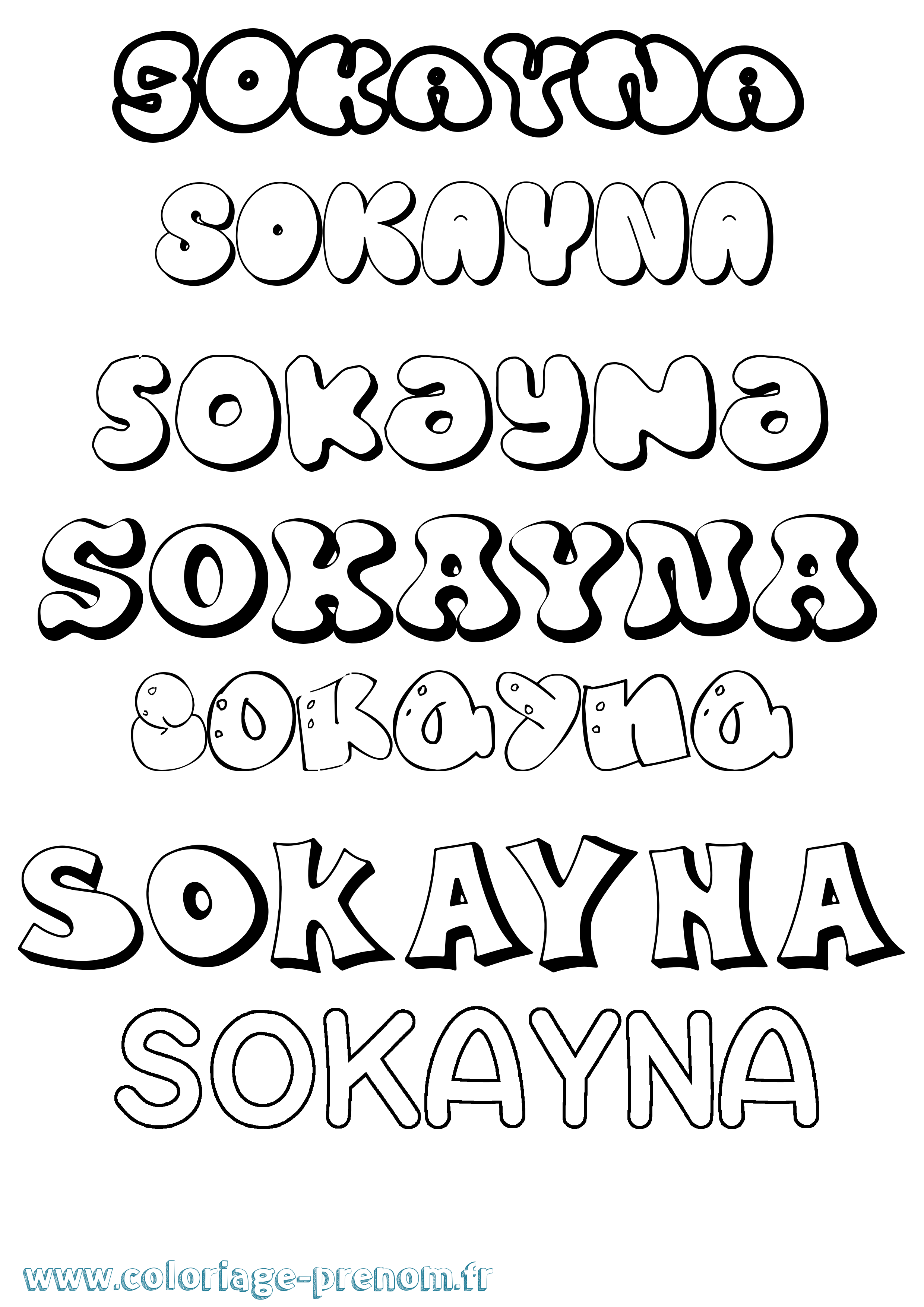 Coloriage Sokayna Bubble Coloriage prénom Sokayna Bubble