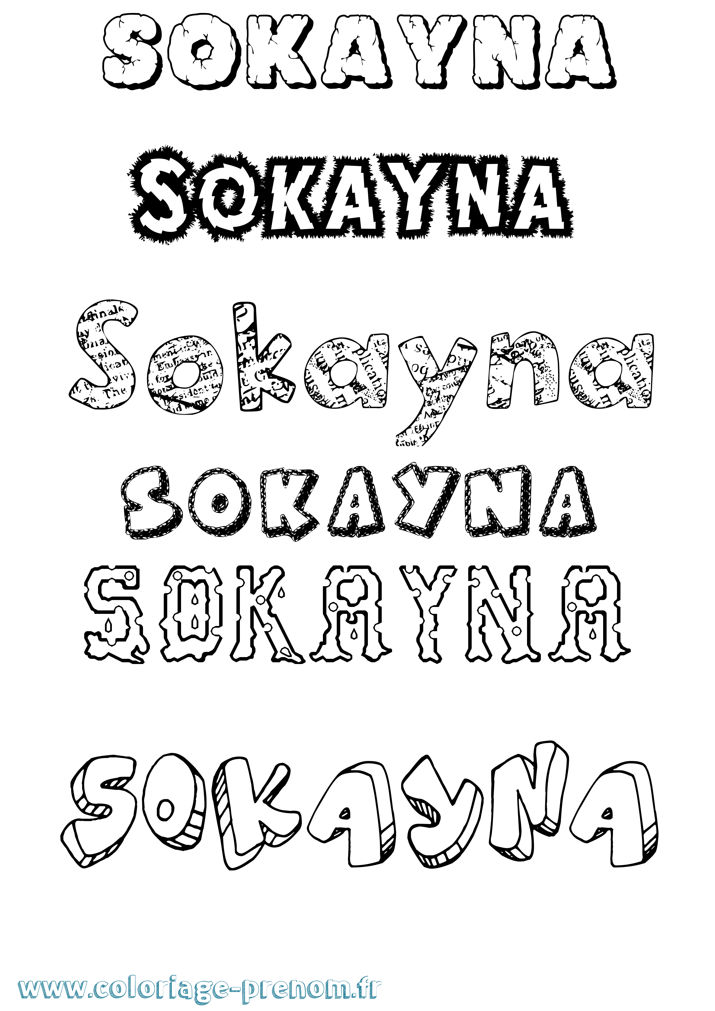 Coloriage Sokayna Destructuré Coloriage prénom Sokayna Destructuré