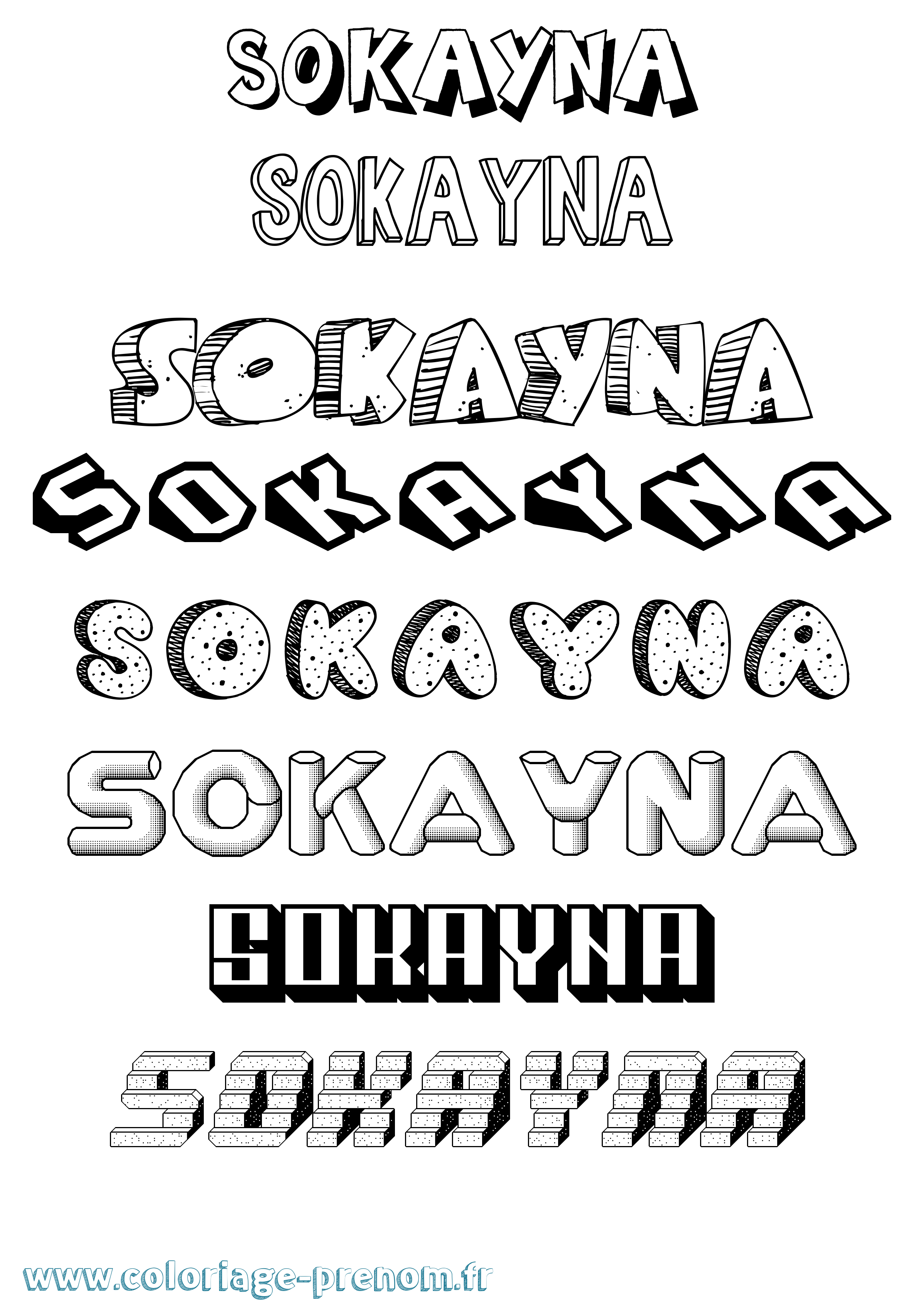 Coloriage Sokayna Effet 3D Coloriage prénom Sokayna Effet 3D