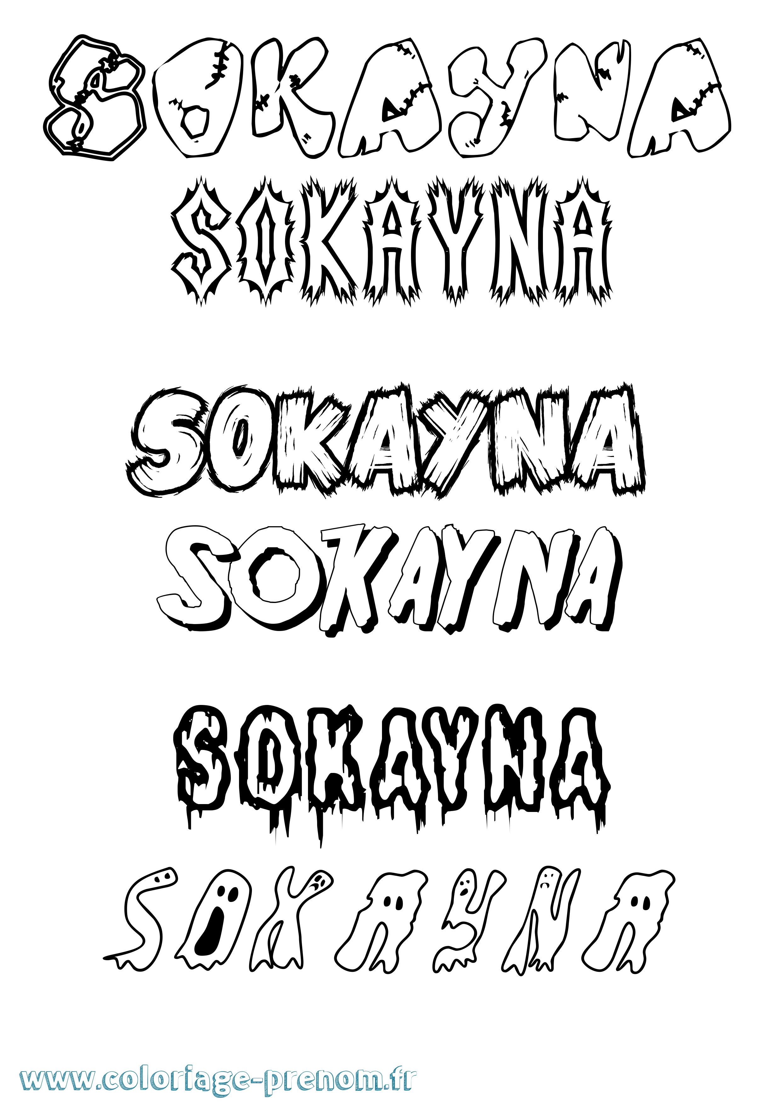 Coloriage Sokayna Frisson Coloriage prénom Sokayna Frisson