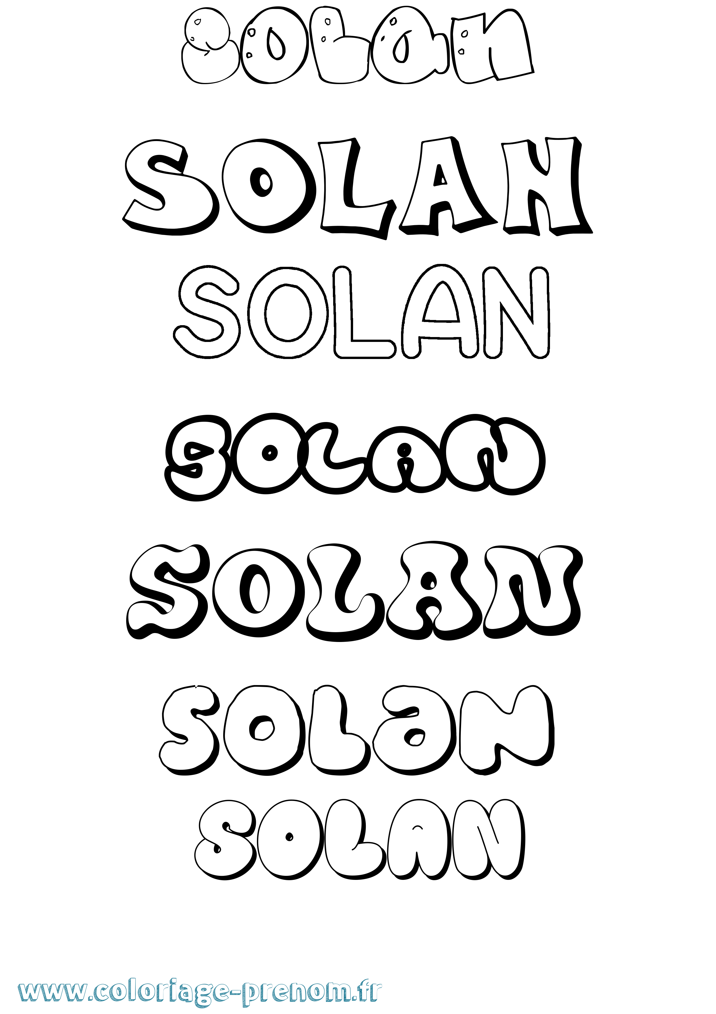 Coloriage Solan Bubble Coloriage prénom Solan Bubble