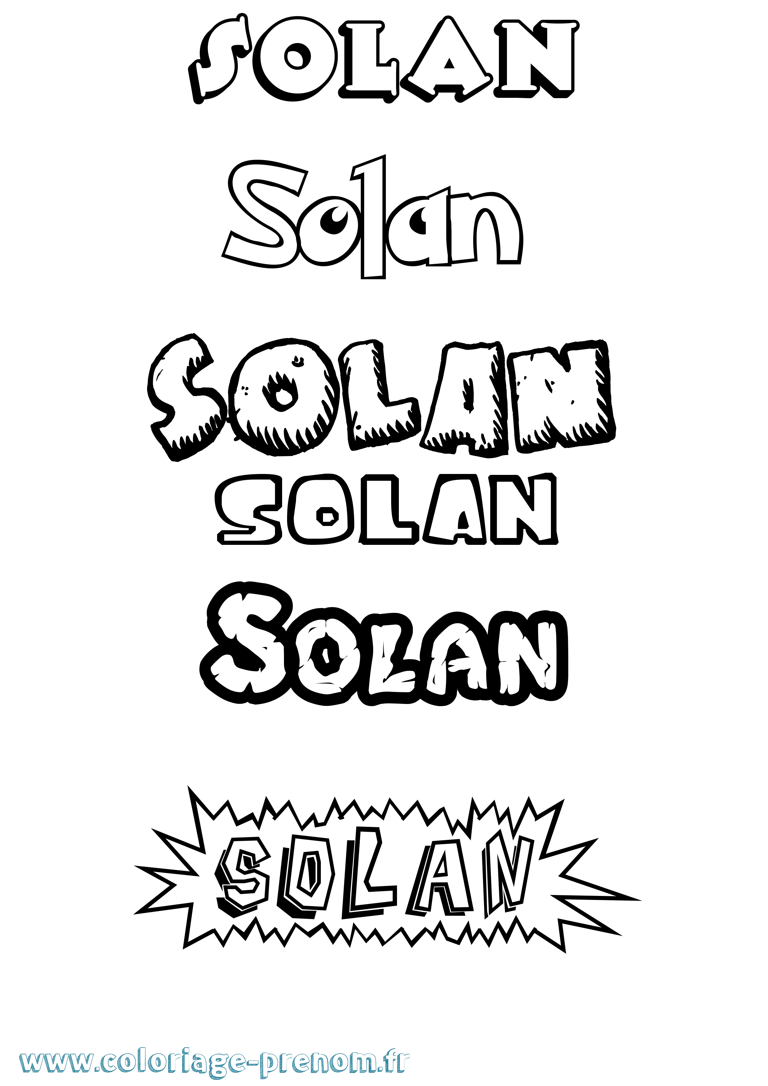 Coloriage Solan Dessin Animé Coloriage prénom Solan Dessin Animé