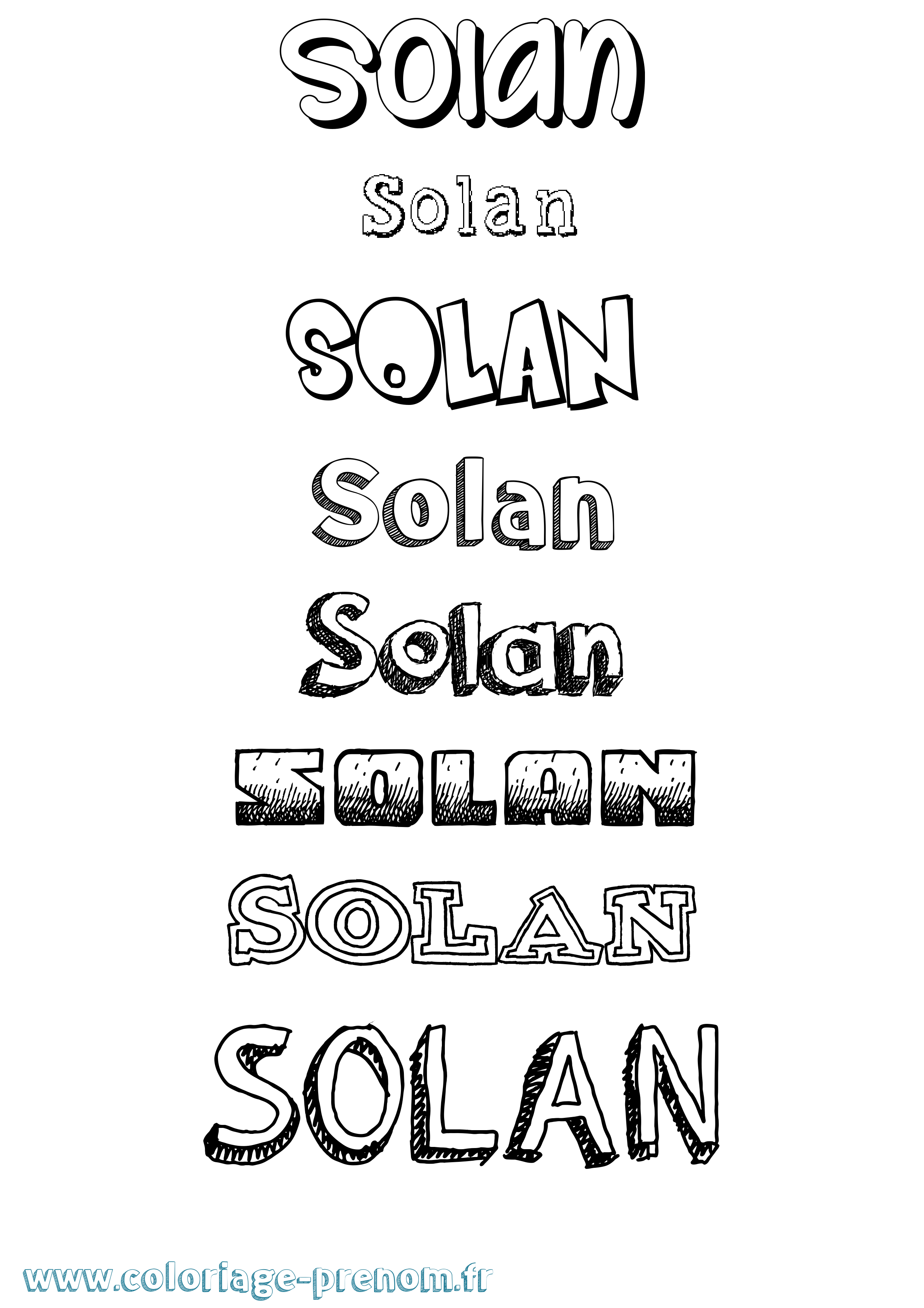 Coloriage Solan Dessiné Coloriage prénom Solan Dessiné