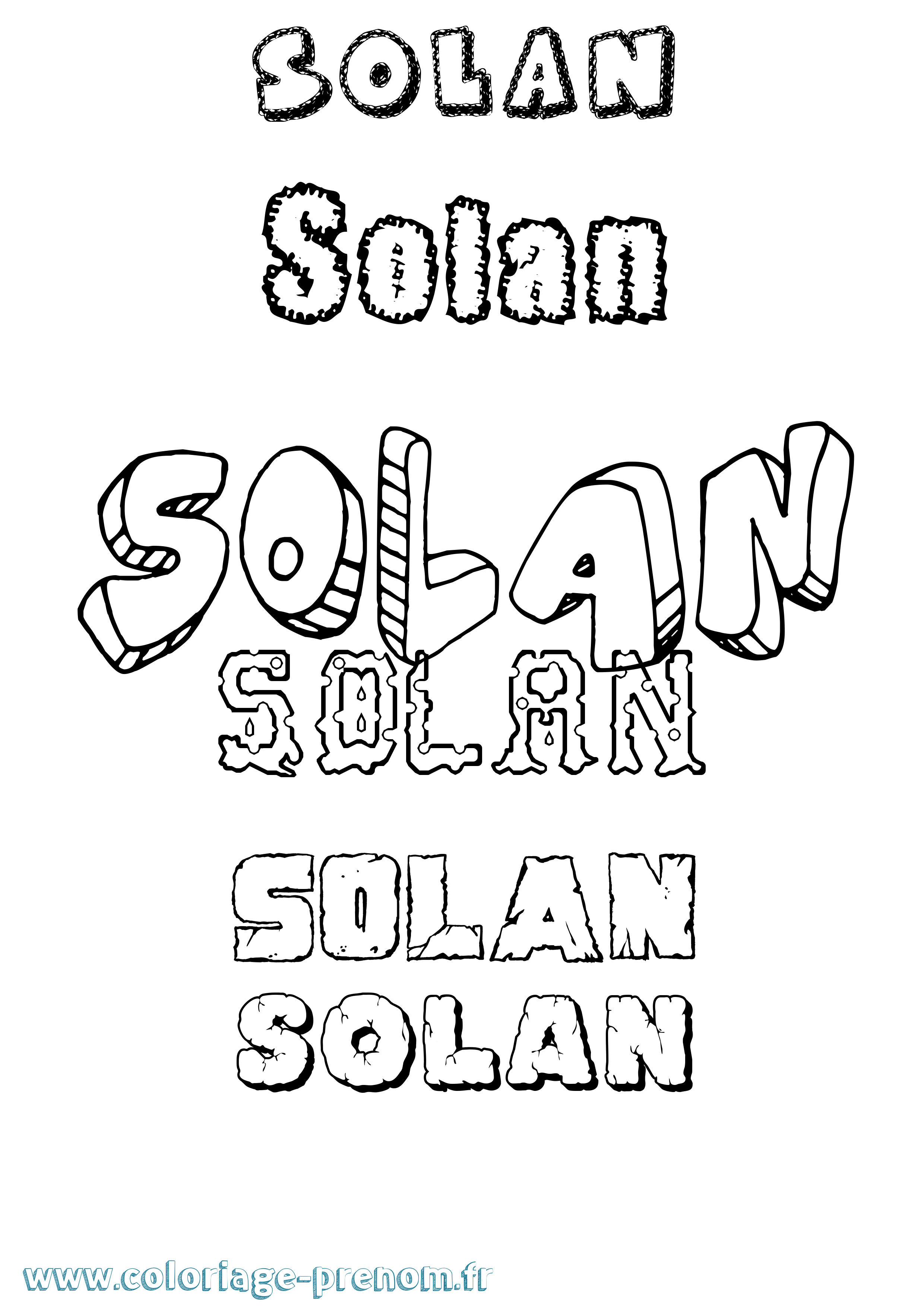 Coloriage Solan Destructuré Coloriage prénom Solan Destructuré