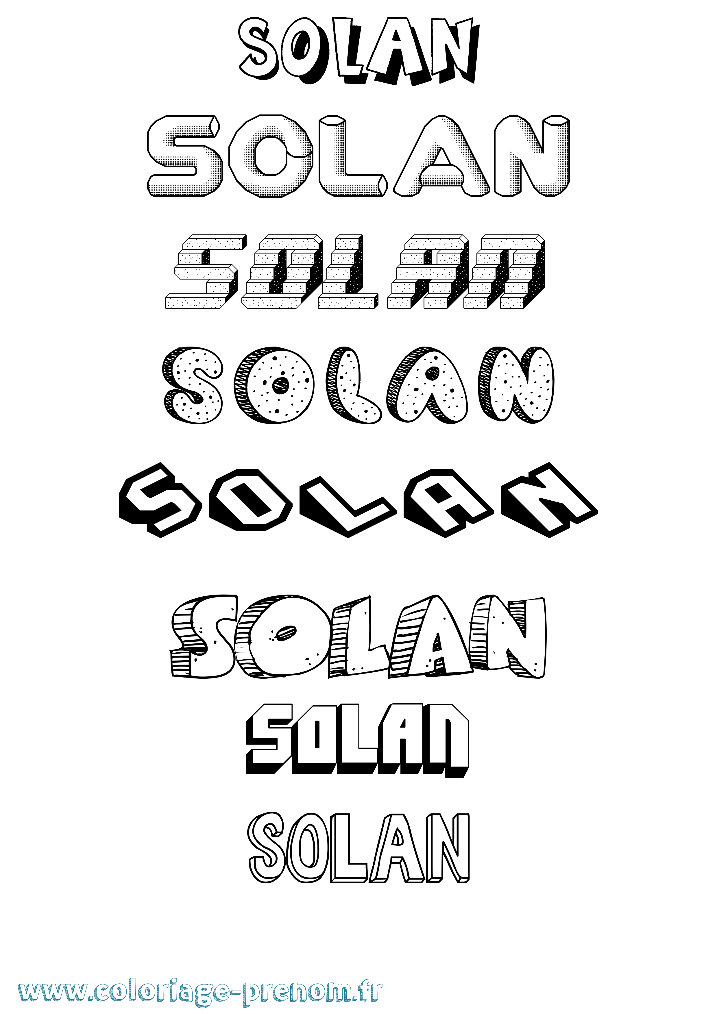 Coloriage Solan Effet 3D Coloriage prénom Solan Effet 3D