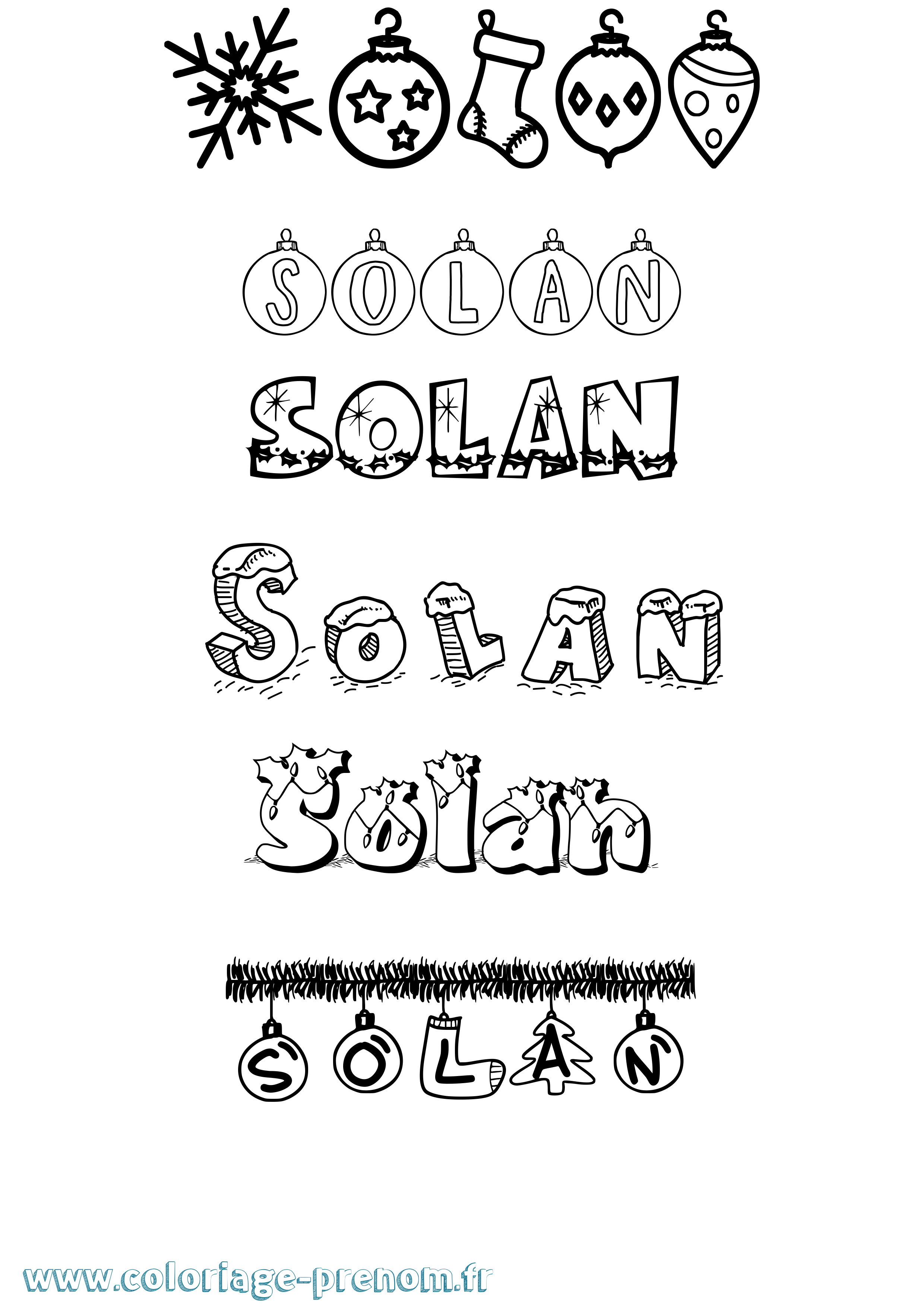 Coloriage Solan Noël Coloriage prénom Solan Noël