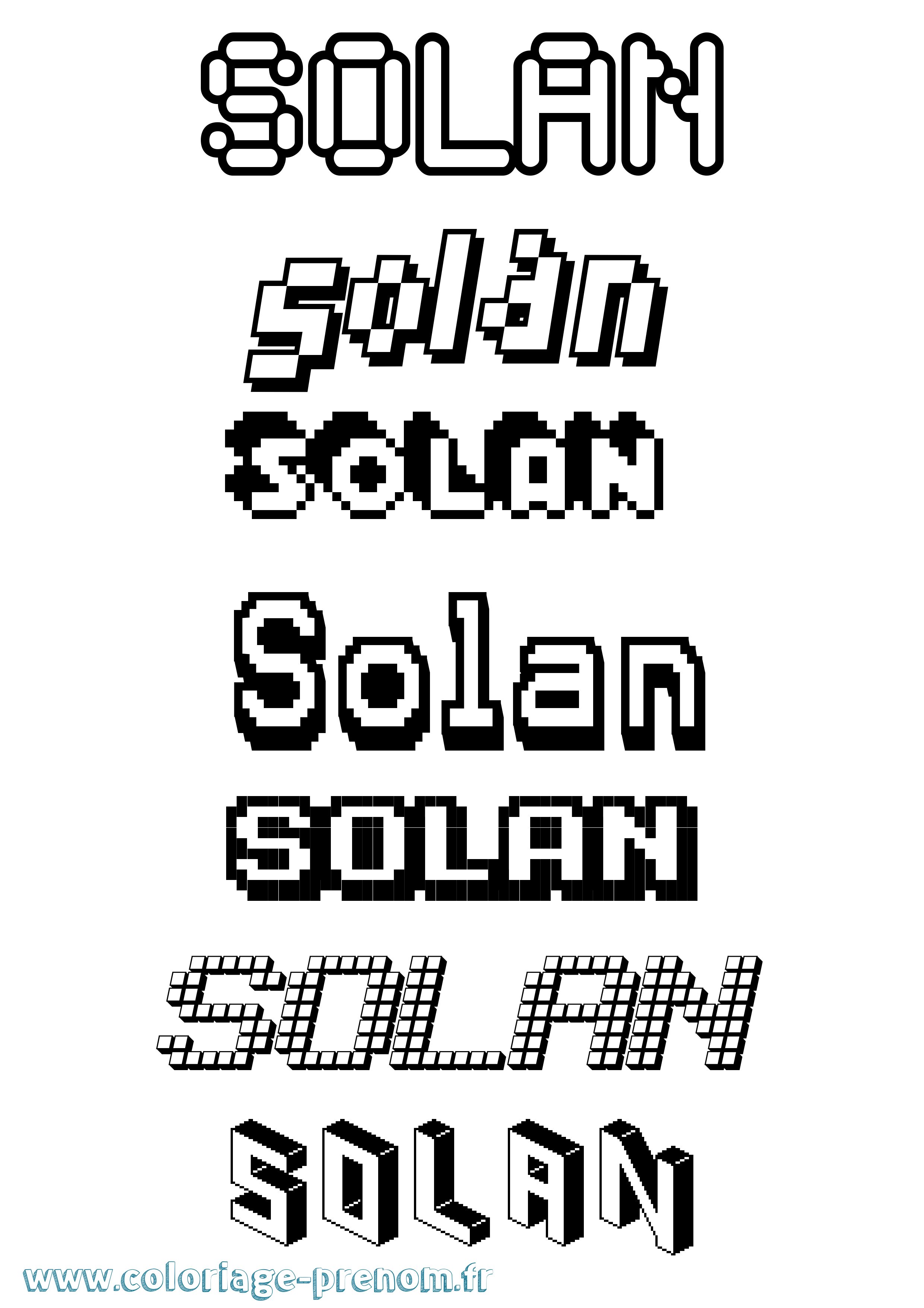 Coloriage Solan Pixel Coloriage prénom Solan Pixel
