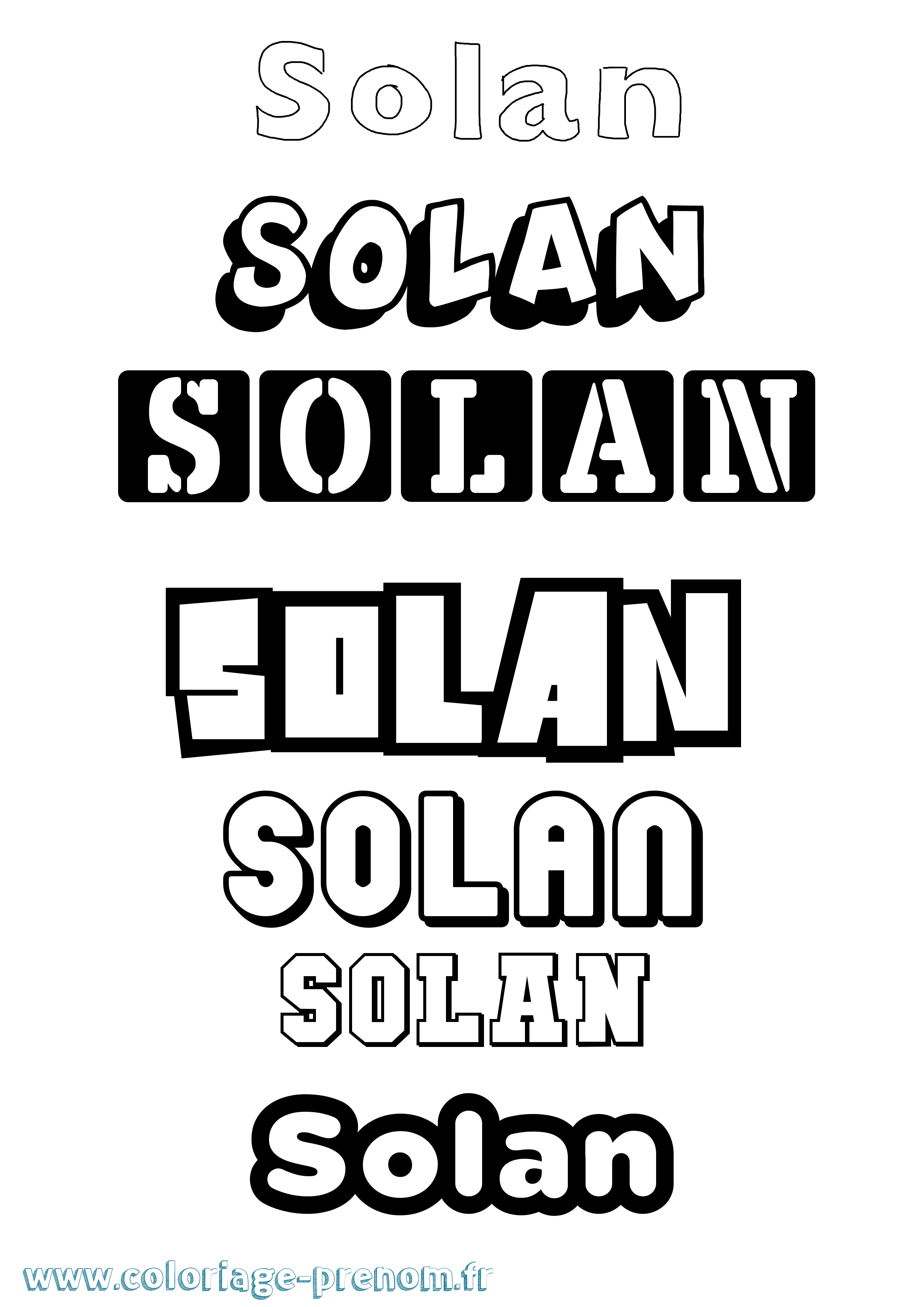 Coloriage Solan Simple Coloriage prénom Solan Simple