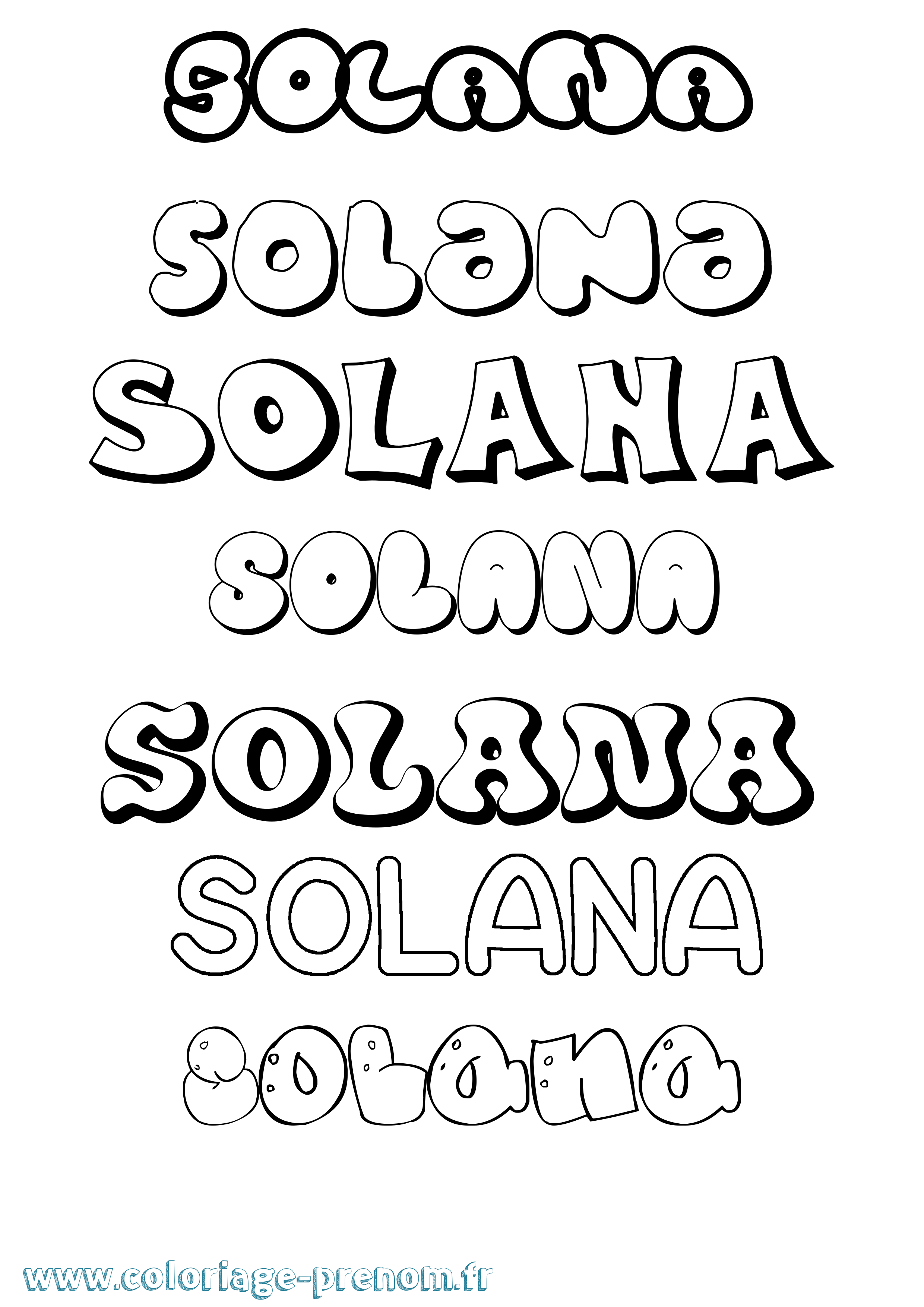 Coloriage Solana Bubble Coloriage prénom Solana Bubble