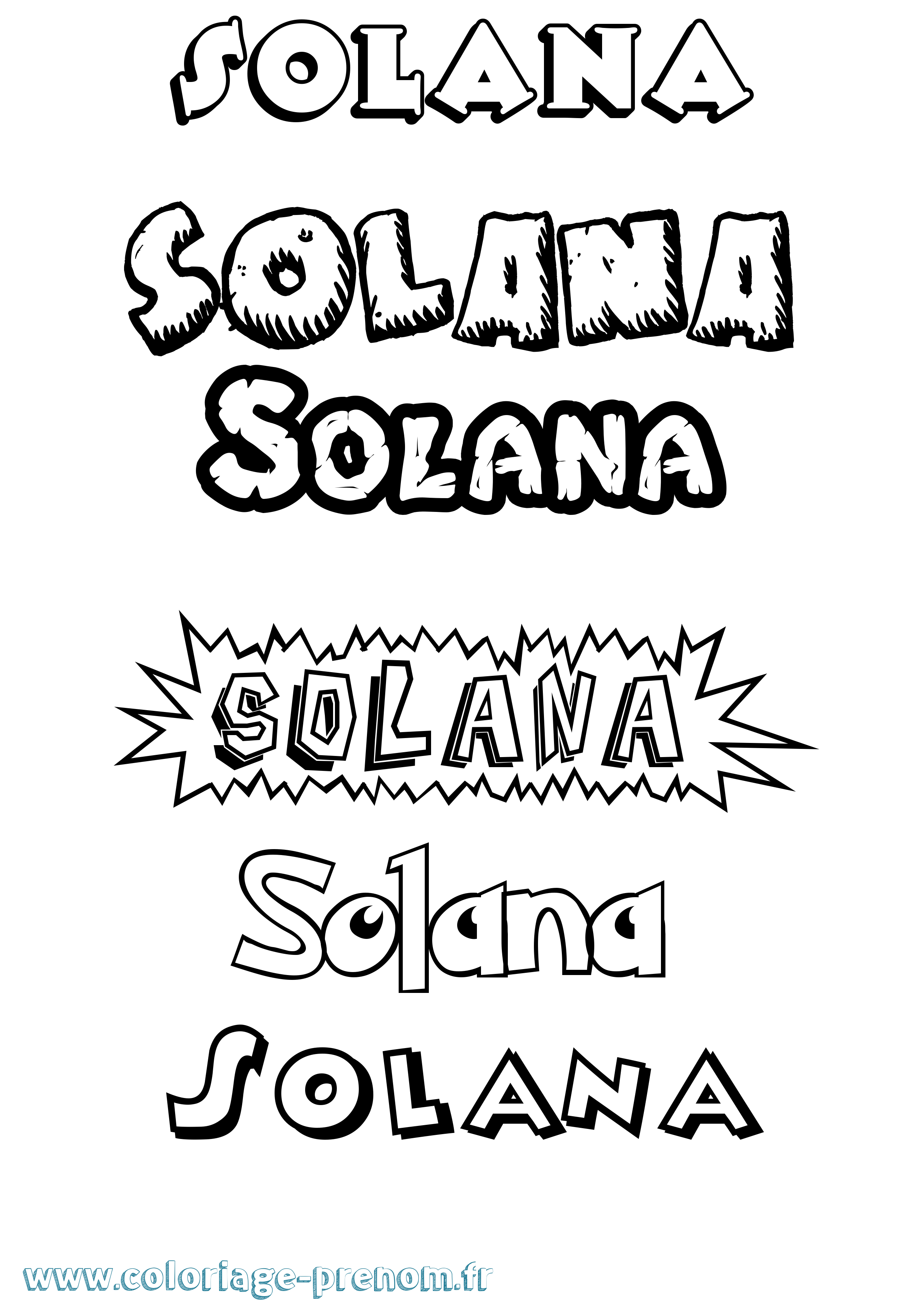 Coloriage Solana Dessin Animé Coloriage prénom Solana Dessin Animé