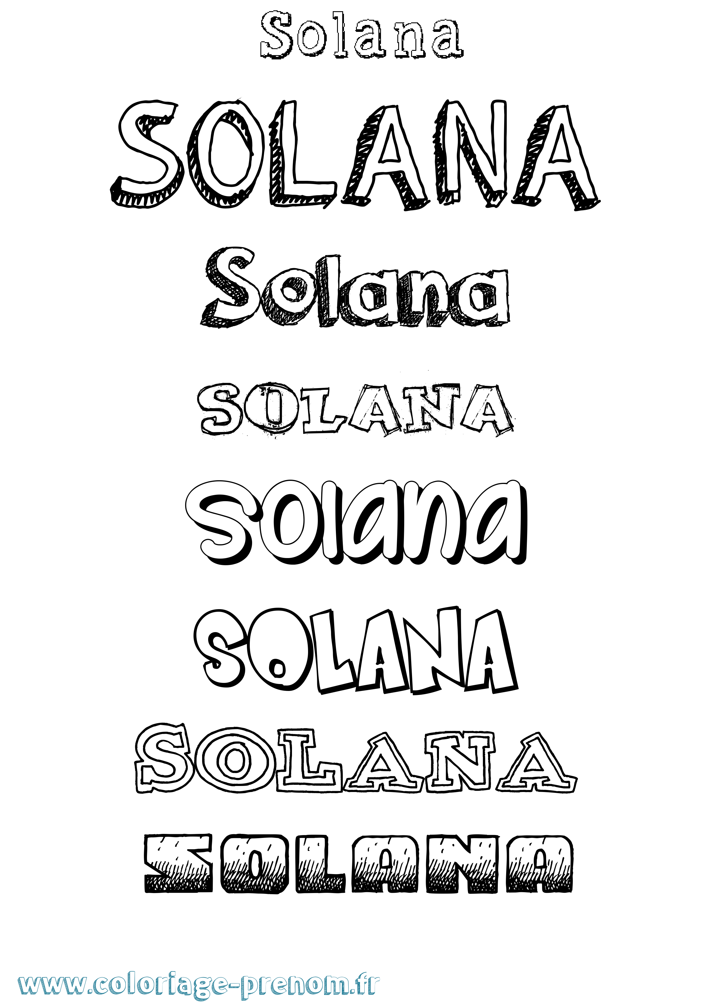 Coloriage Solana Dessiné Coloriage prénom Solana Dessiné