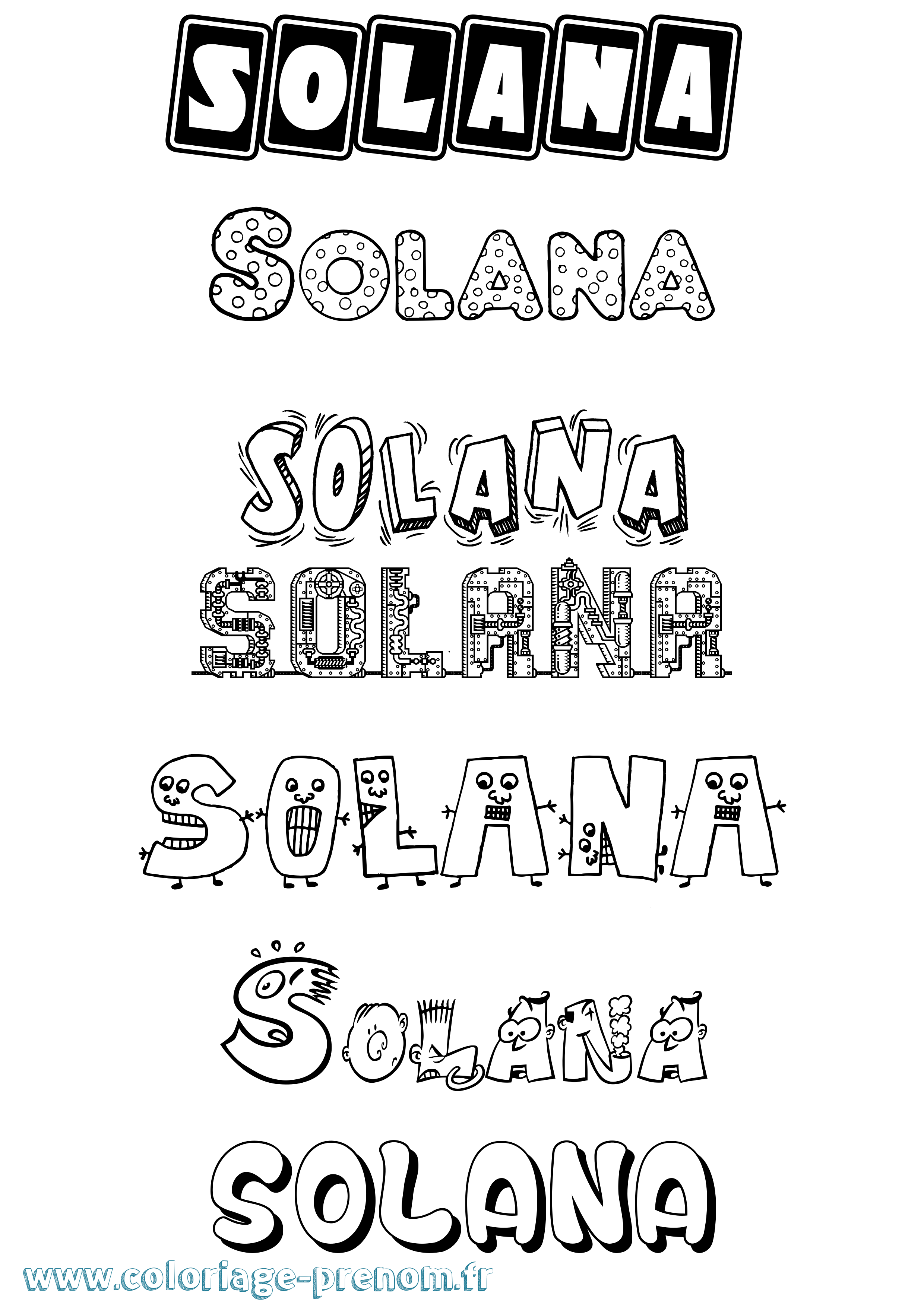Coloriage Solana Fun Coloriage prénom Solana Fun