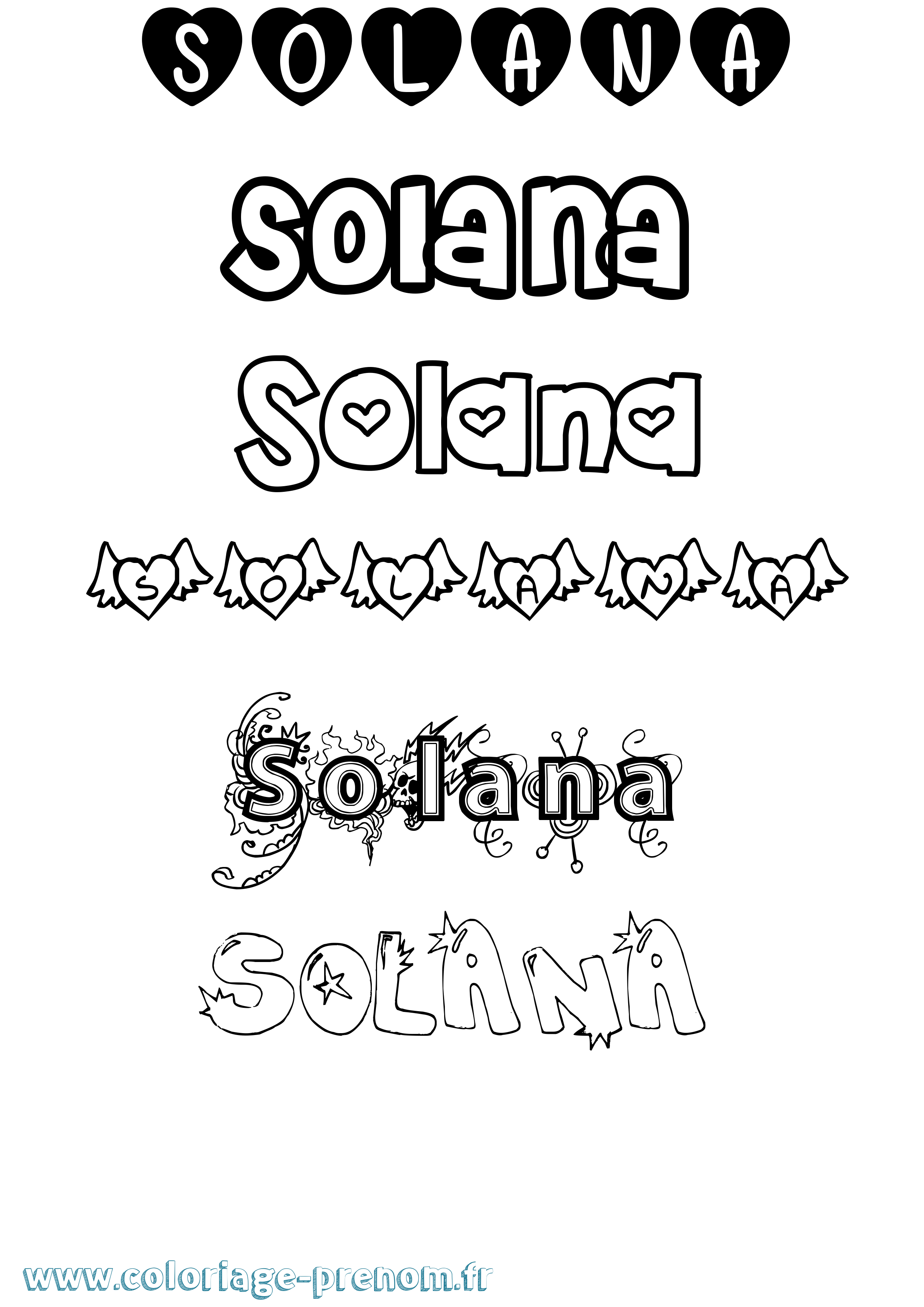 Coloriage Solana Girly Coloriage prénom Solana Girly