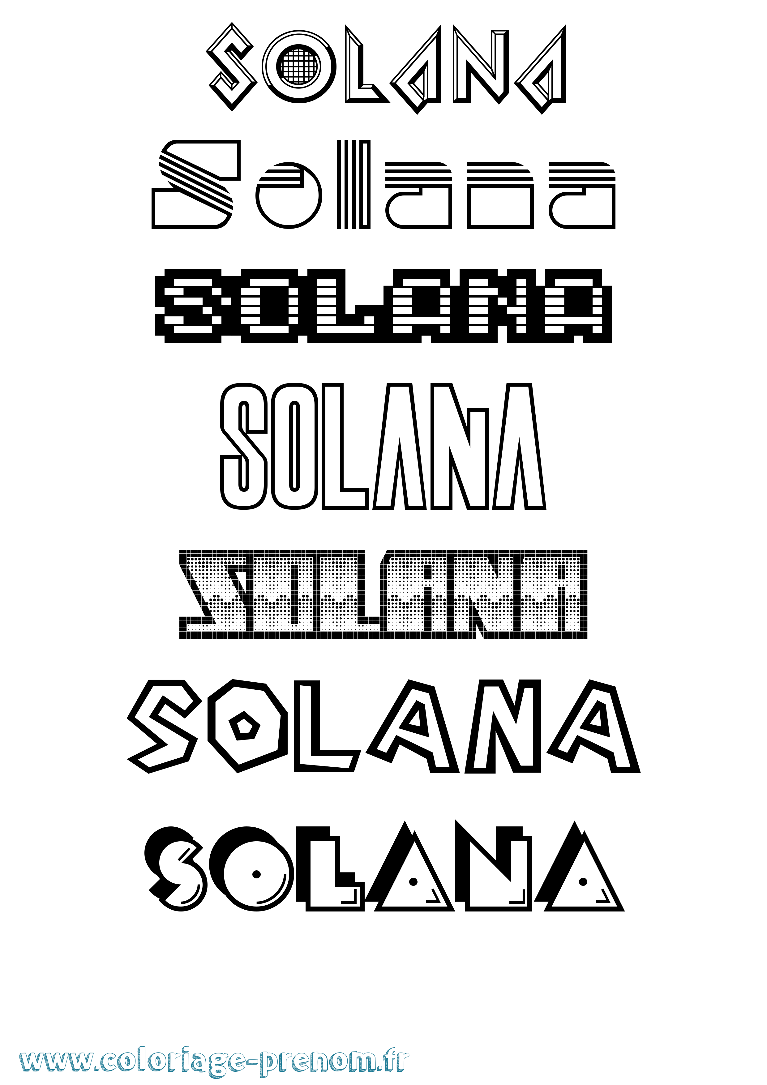 Coloriage Solana Jeux Vidéos Coloriage prénom Solana Jeux Vidéos
