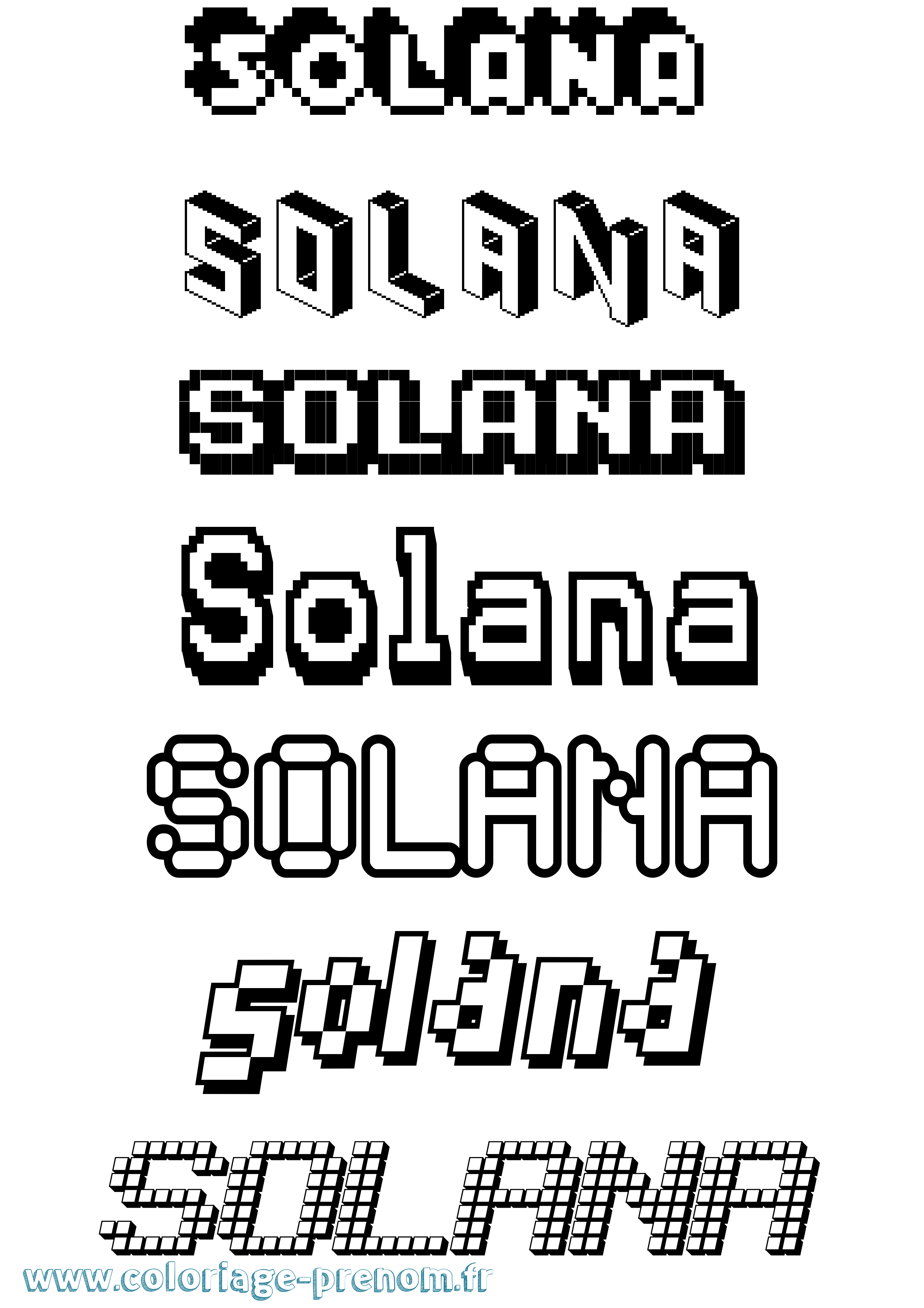 Coloriage Solana Pixel Coloriage prénom Solana Pixel