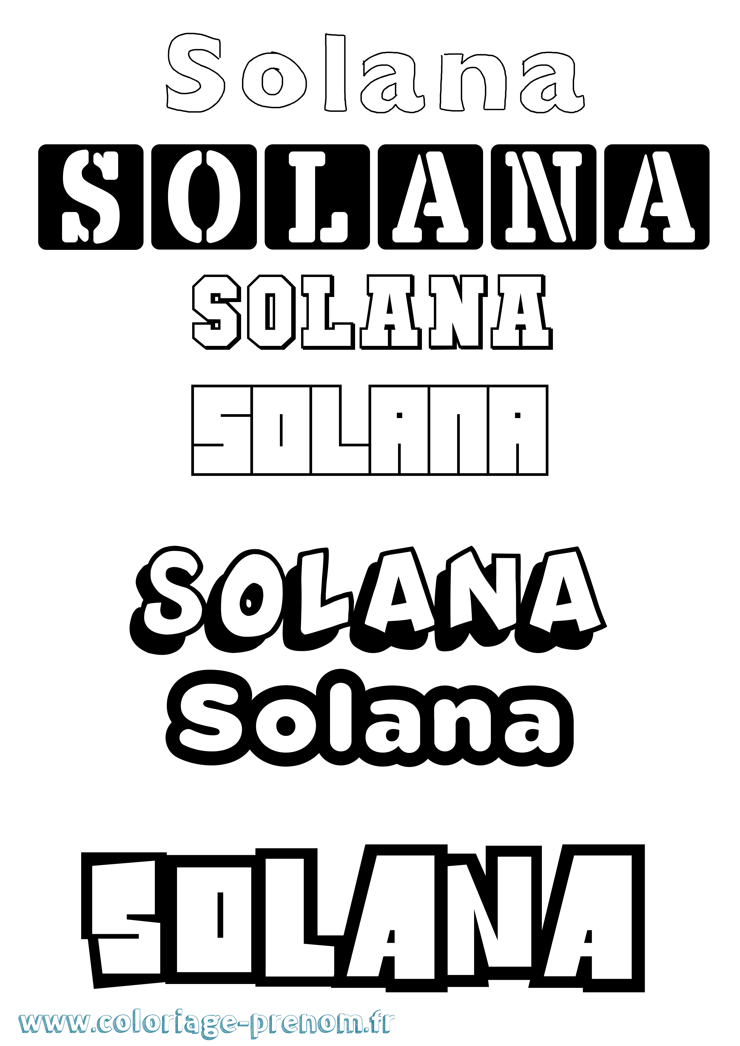 Coloriage Solana Simple Coloriage prénom Solana Simple