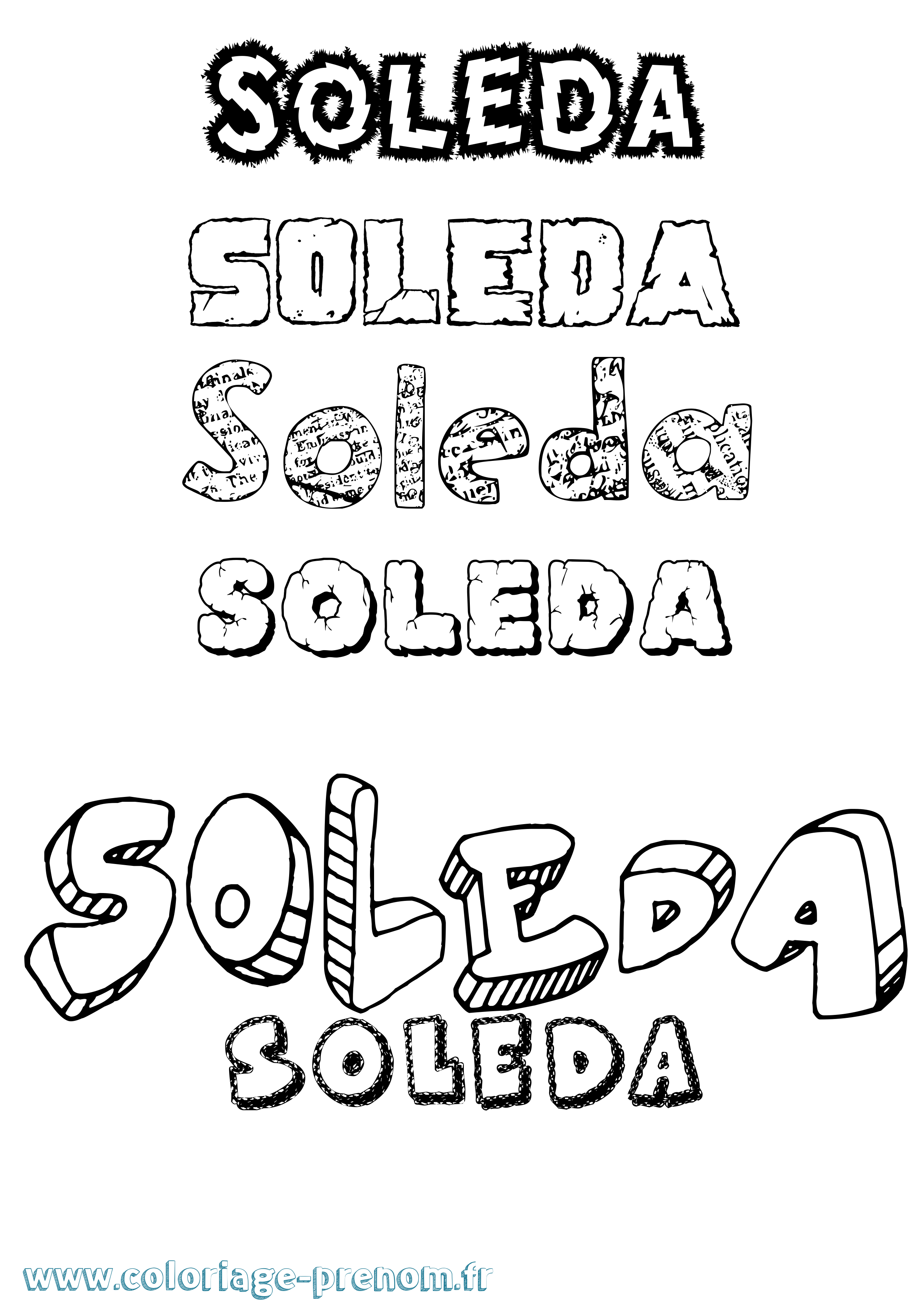 Coloriage Soleda Destructuré Coloriage prénom Soleda Destructuré