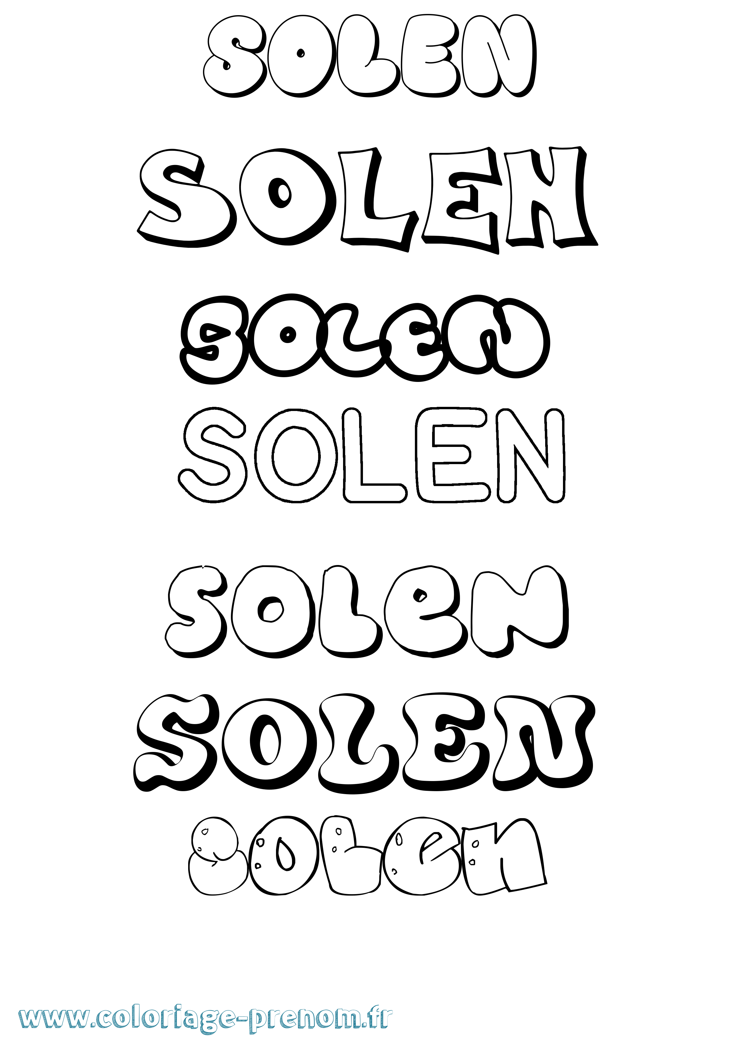 Coloriage Solen Bubble Coloriage prénom Solen Bubble