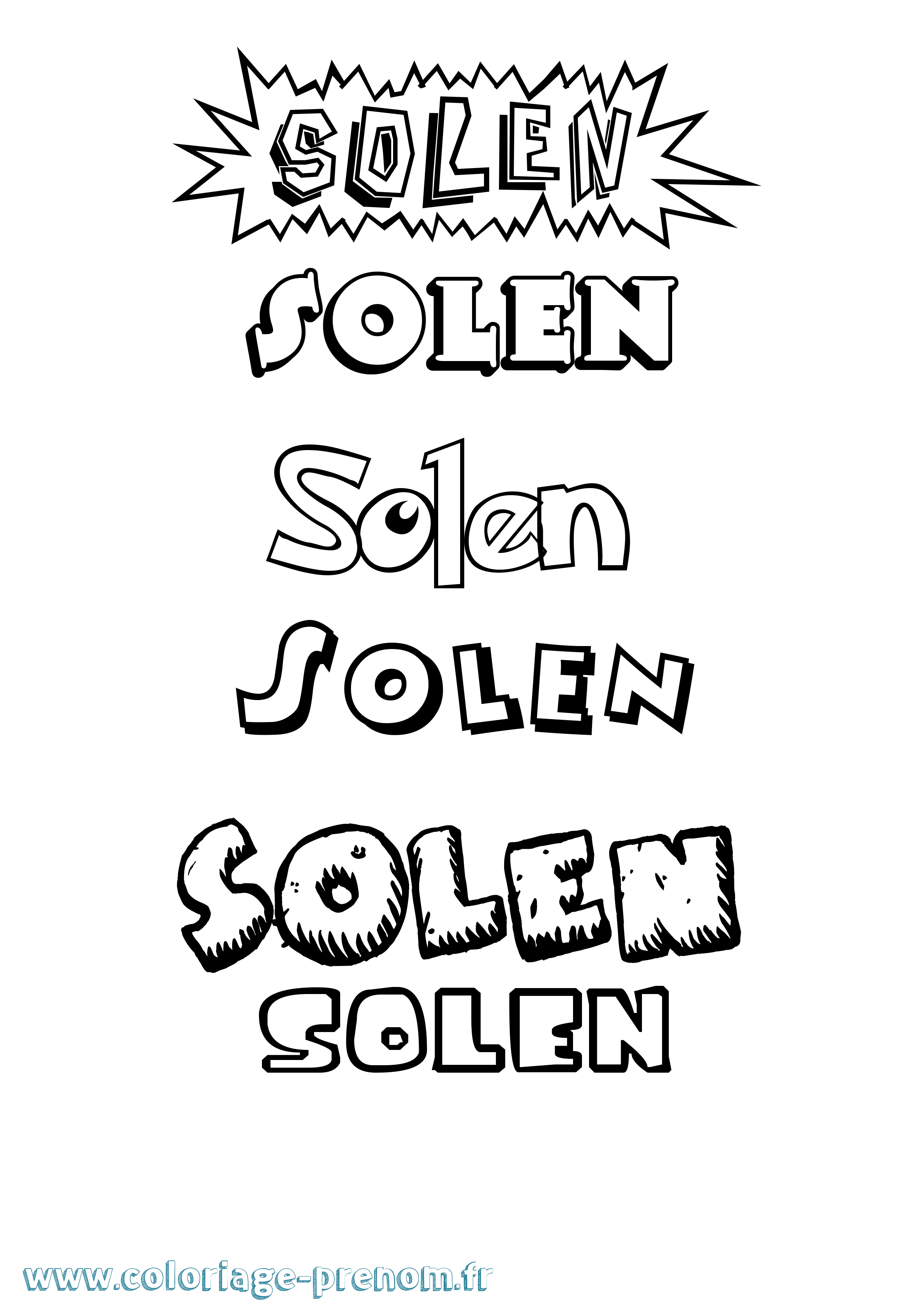 Coloriage Solen Dessin Animé Coloriage prénom Solen Dessin Animé