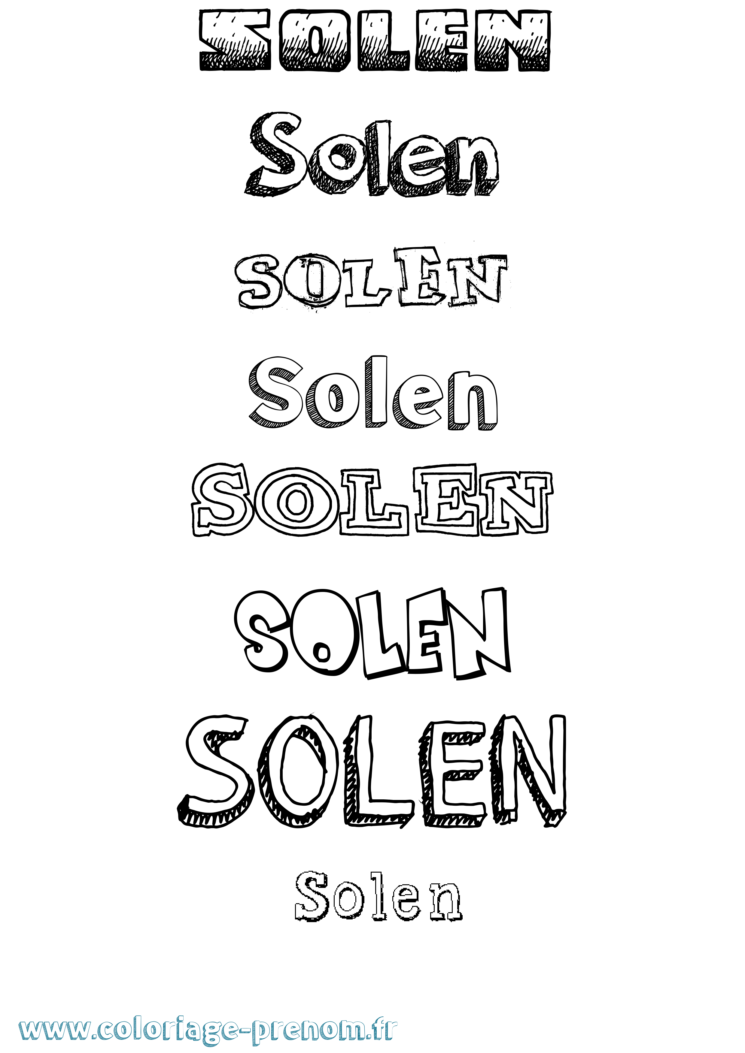 Coloriage Solen Dessiné Coloriage prénom Solen Dessiné