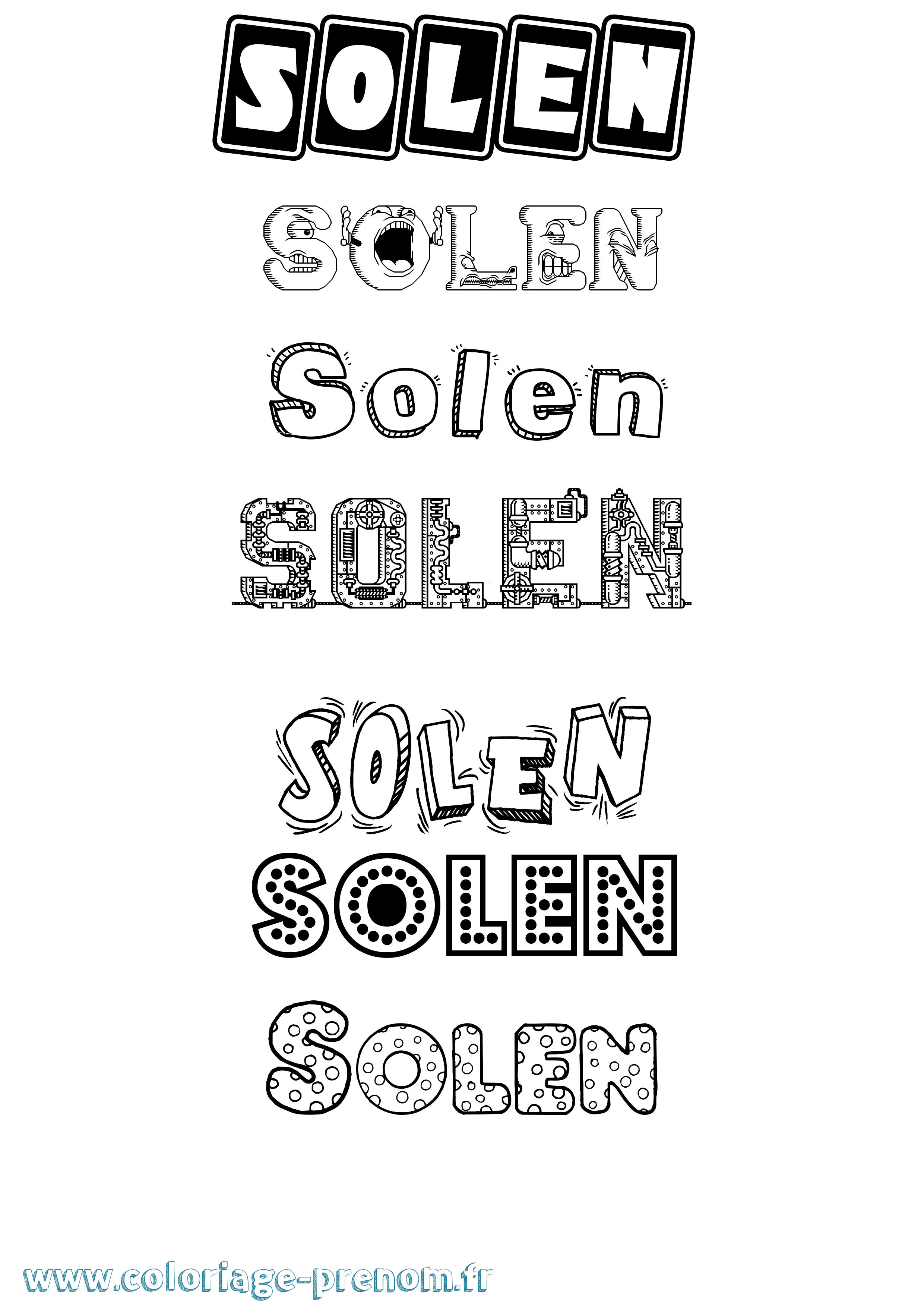 Coloriage Solen Fun Coloriage prénom Solen Fun