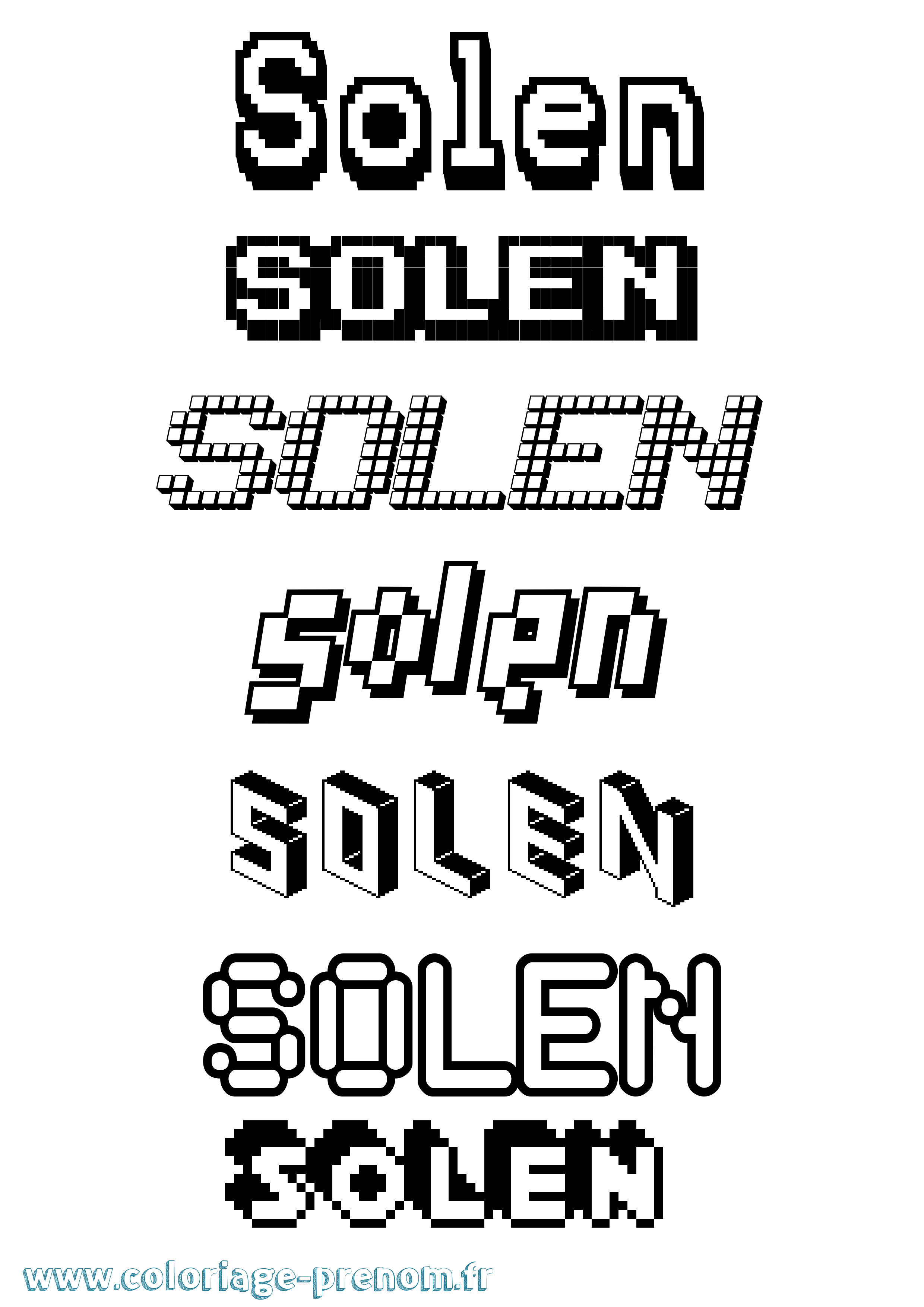 Coloriage Solen Pixel Coloriage prénom Solen Pixel