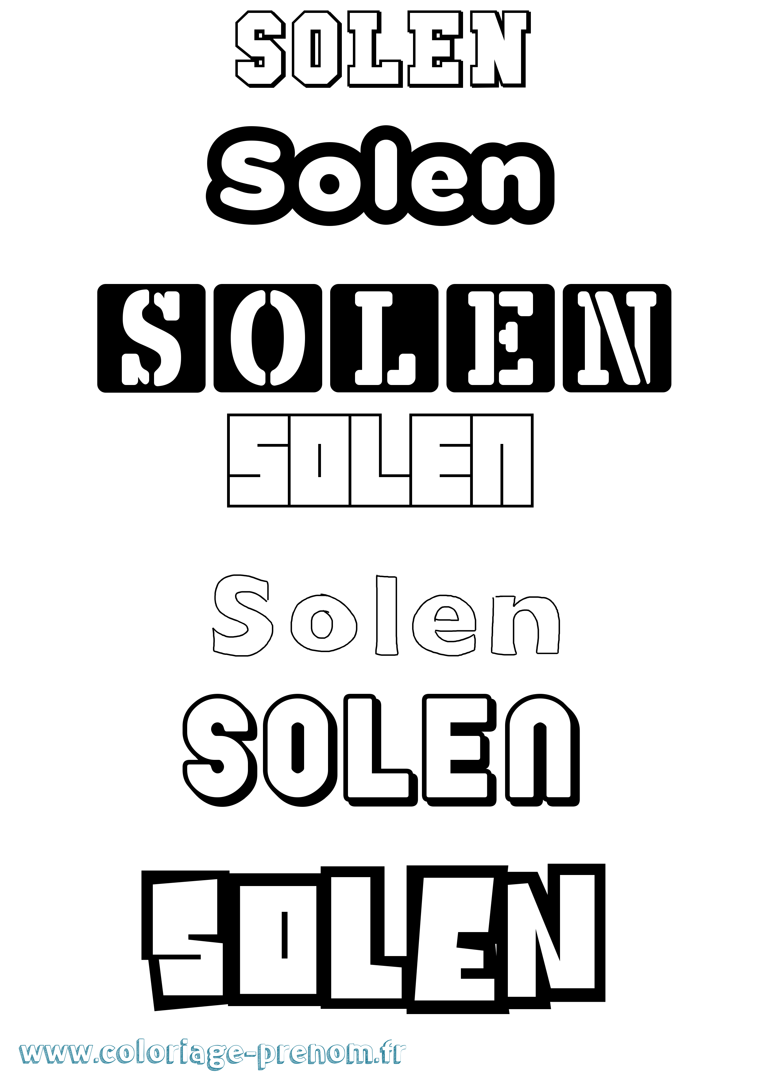 Coloriage Solen Simple Coloriage prénom Solen Simple