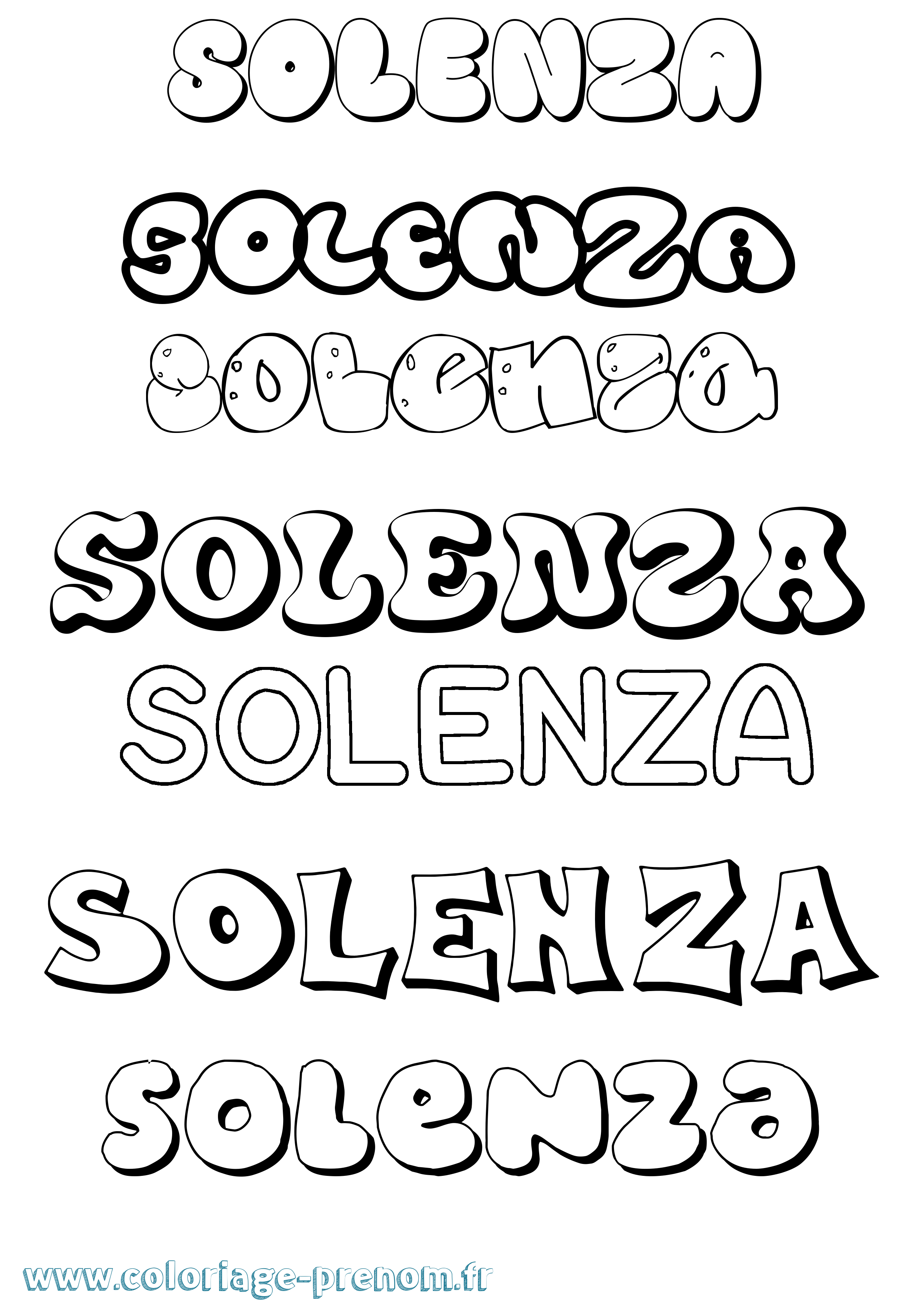 Coloriage Solenza Bubble Coloriage prénom Solenza Bubble