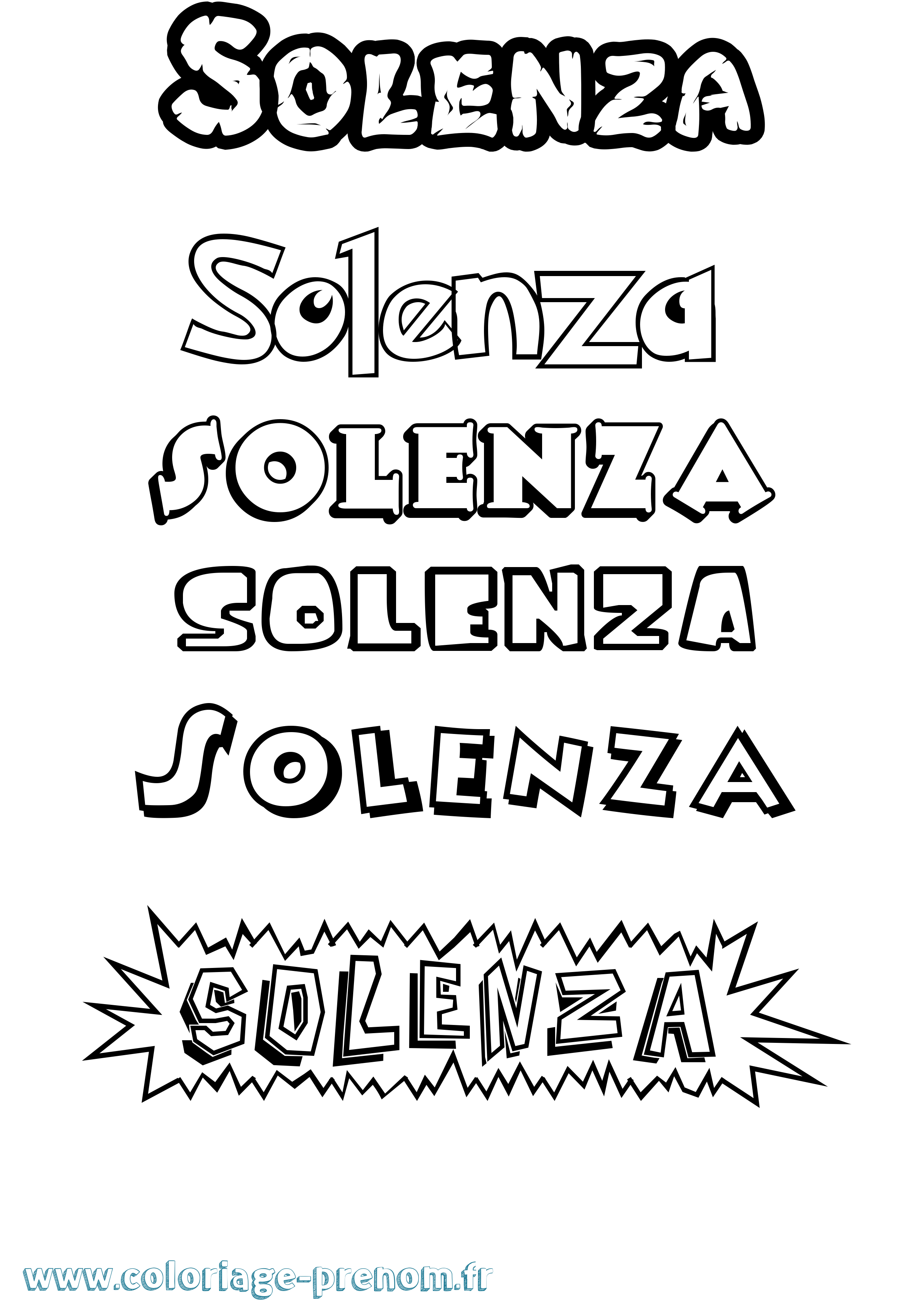 Coloriage Solenza Dessin Animé Coloriage prénom Solenza Dessin Animé