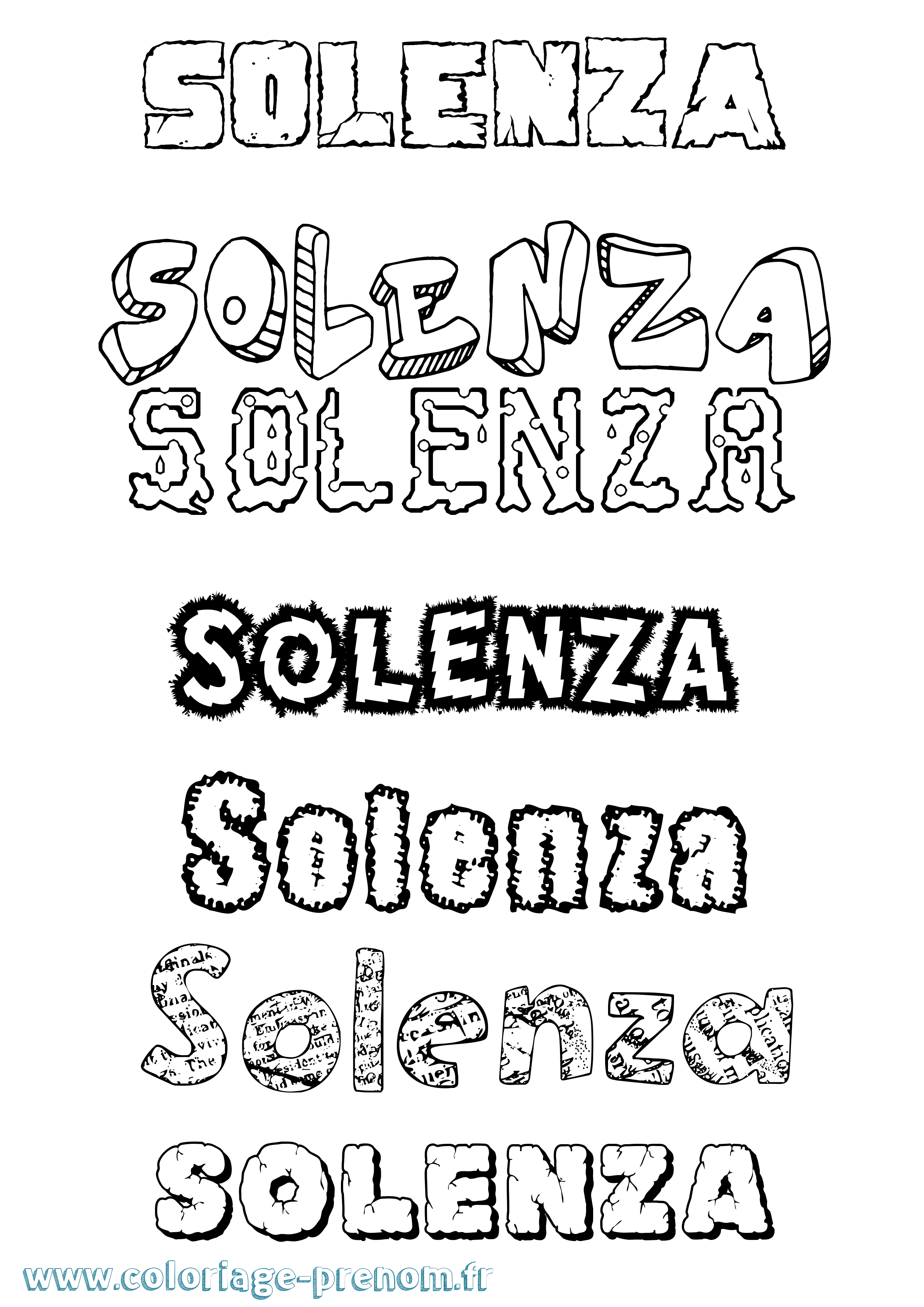 Coloriage Solenza Destructuré Coloriage prénom Solenza Destructuré