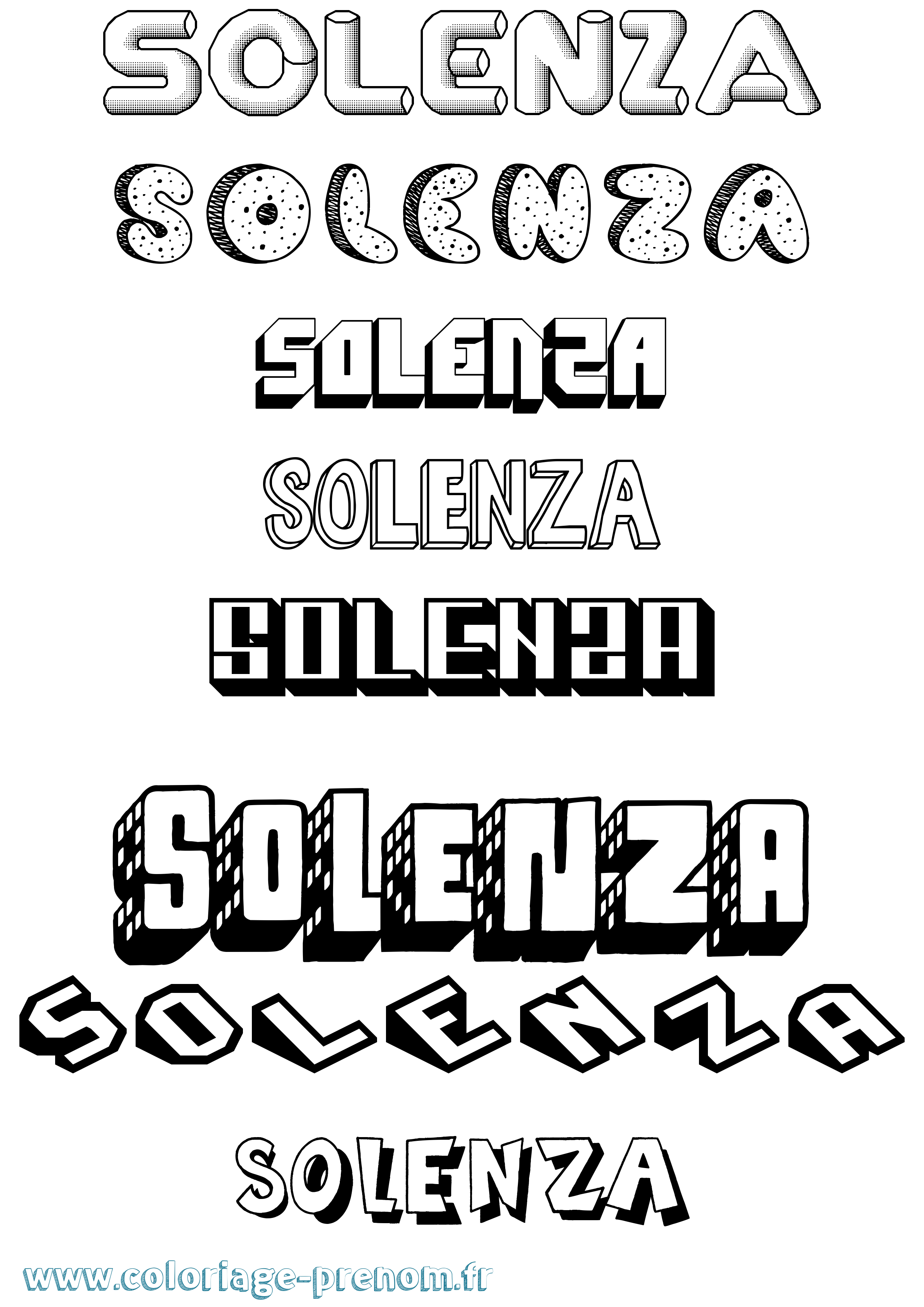 Coloriage Solenza Effet 3D Coloriage prénom Solenza Effet 3D
