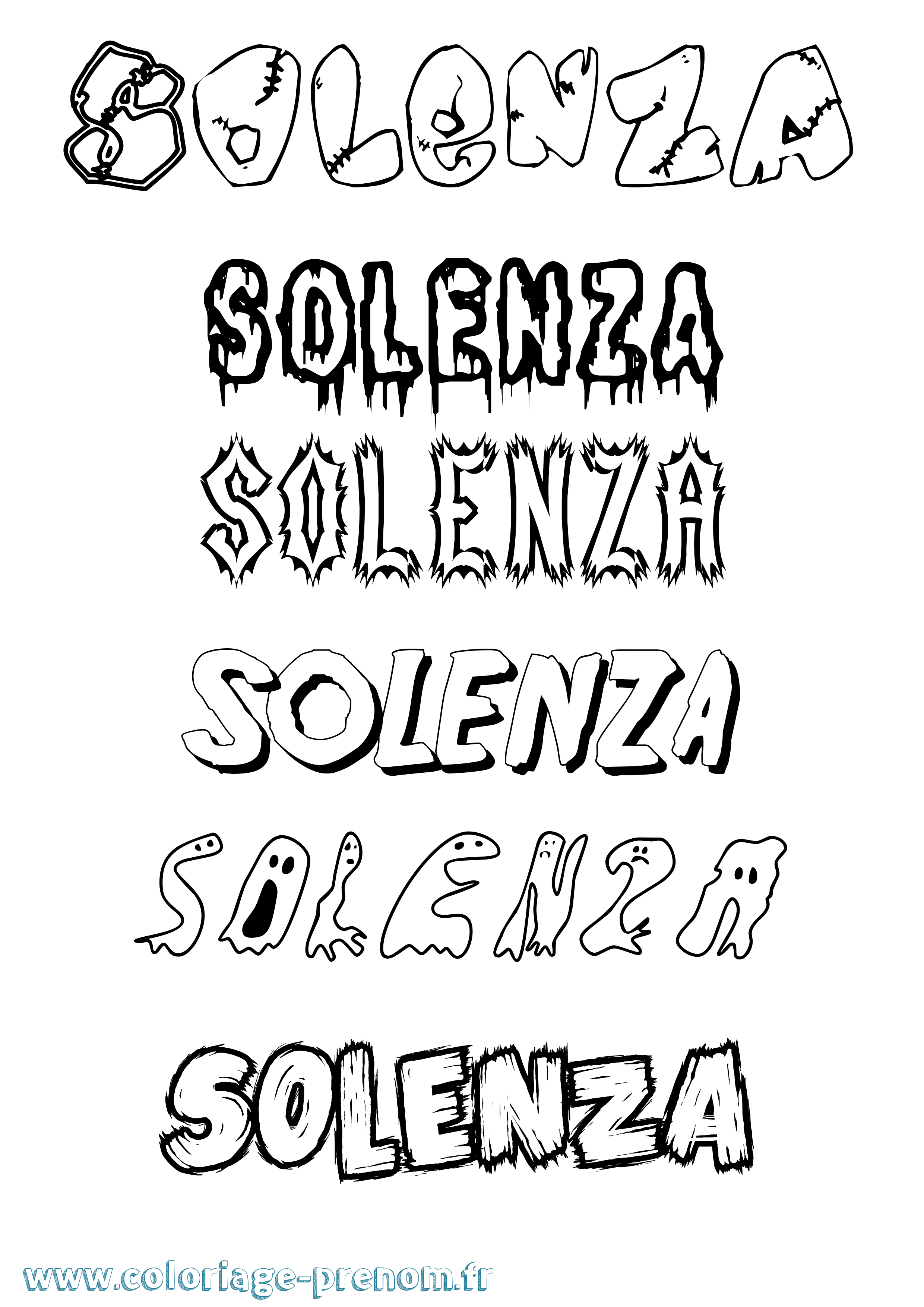 Coloriage Solenza Frisson Coloriage prénom Solenza Frisson