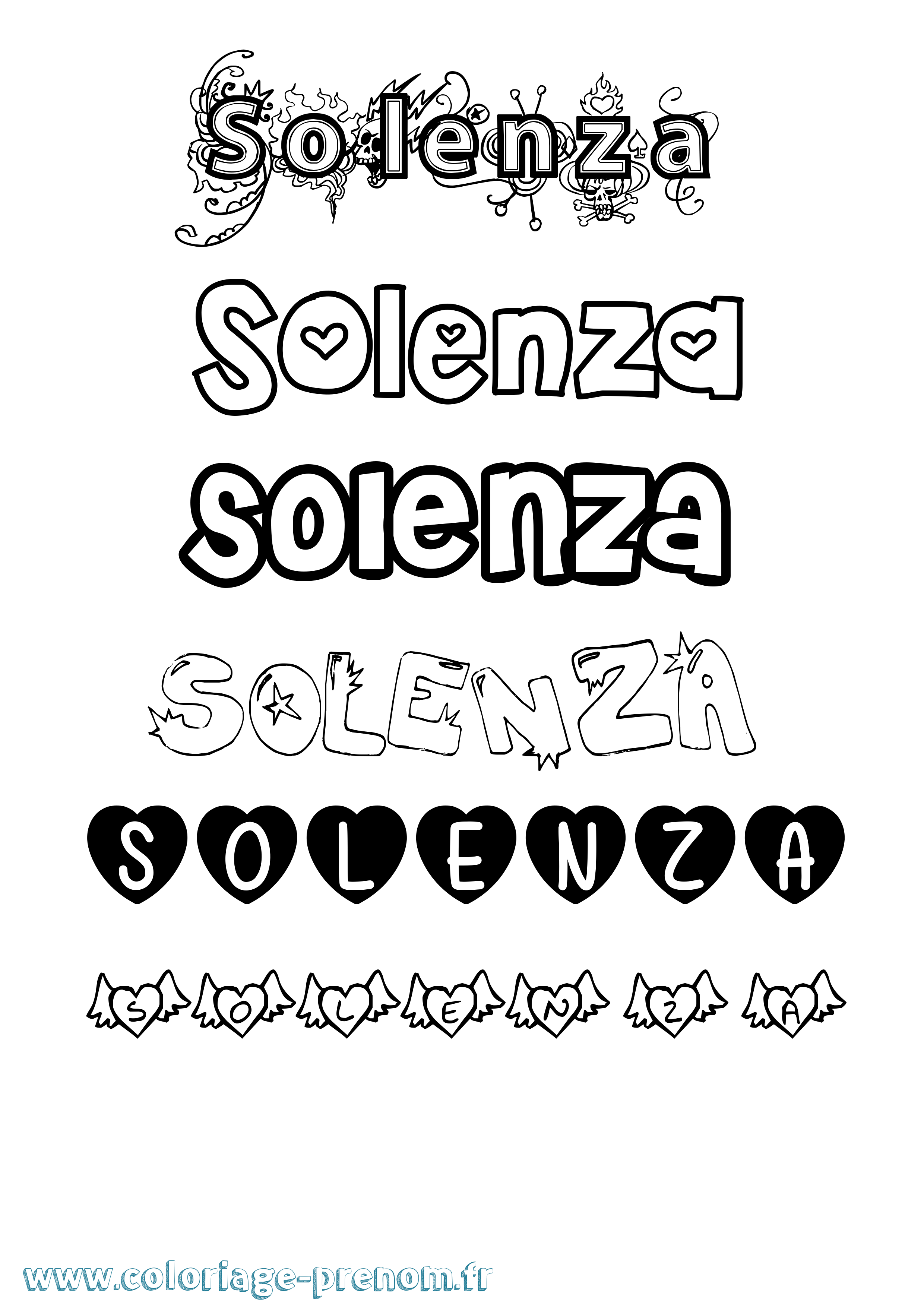 Coloriage Solenza Girly Coloriage prénom Solenza Girly