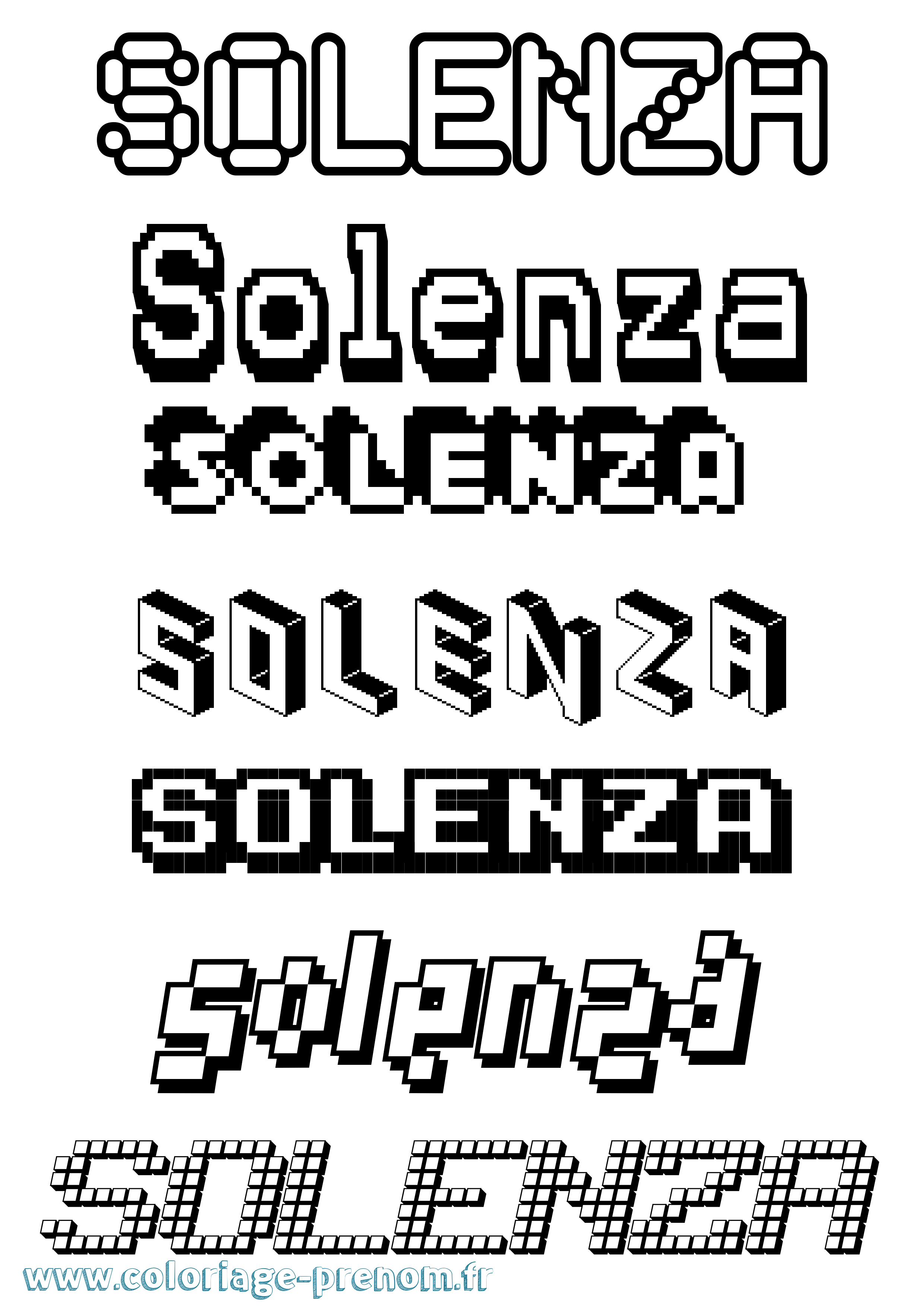 Coloriage Solenza Pixel Coloriage prénom Solenza Pixel