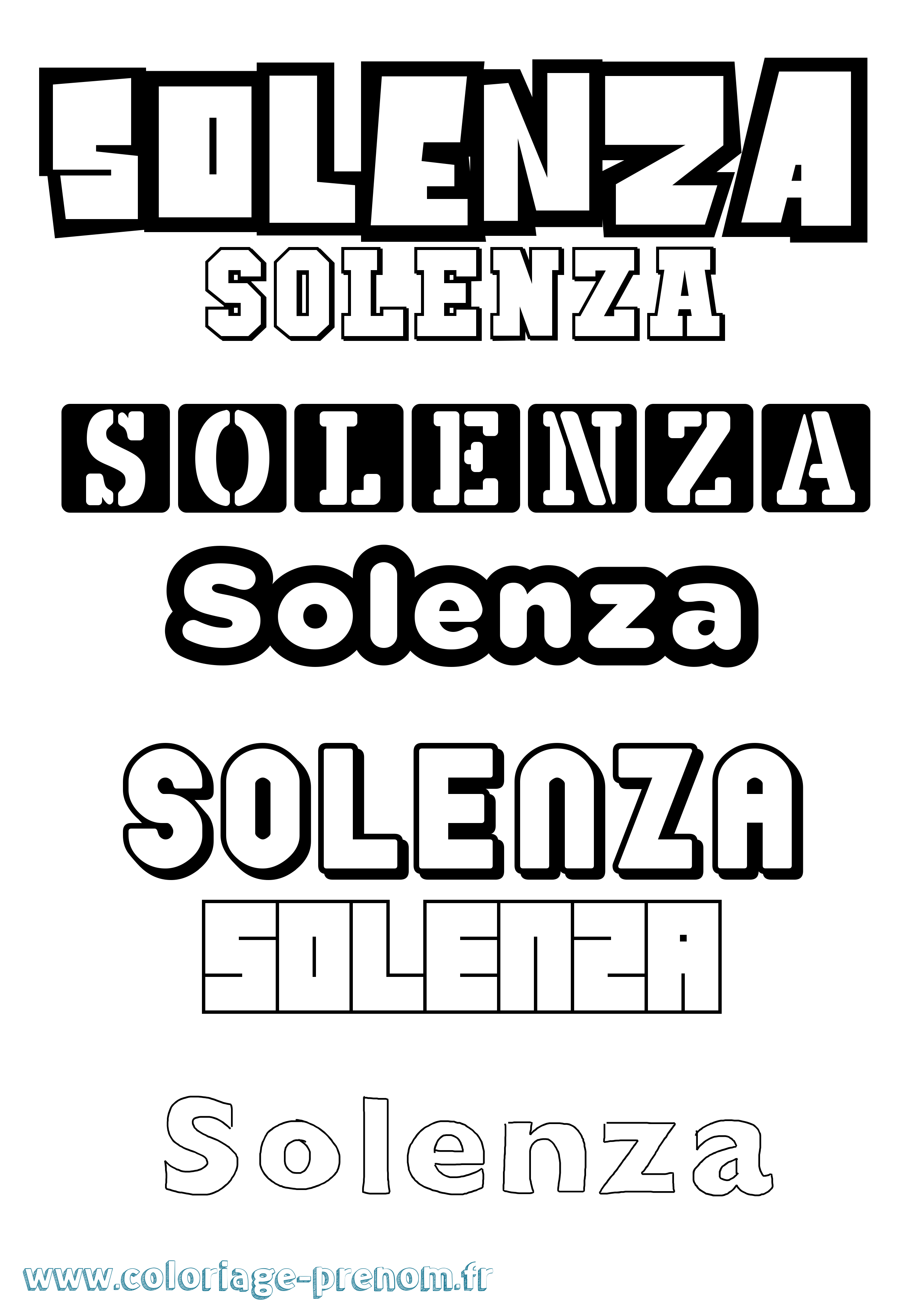 Coloriage Solenza Simple Coloriage prénom Solenza Simple
