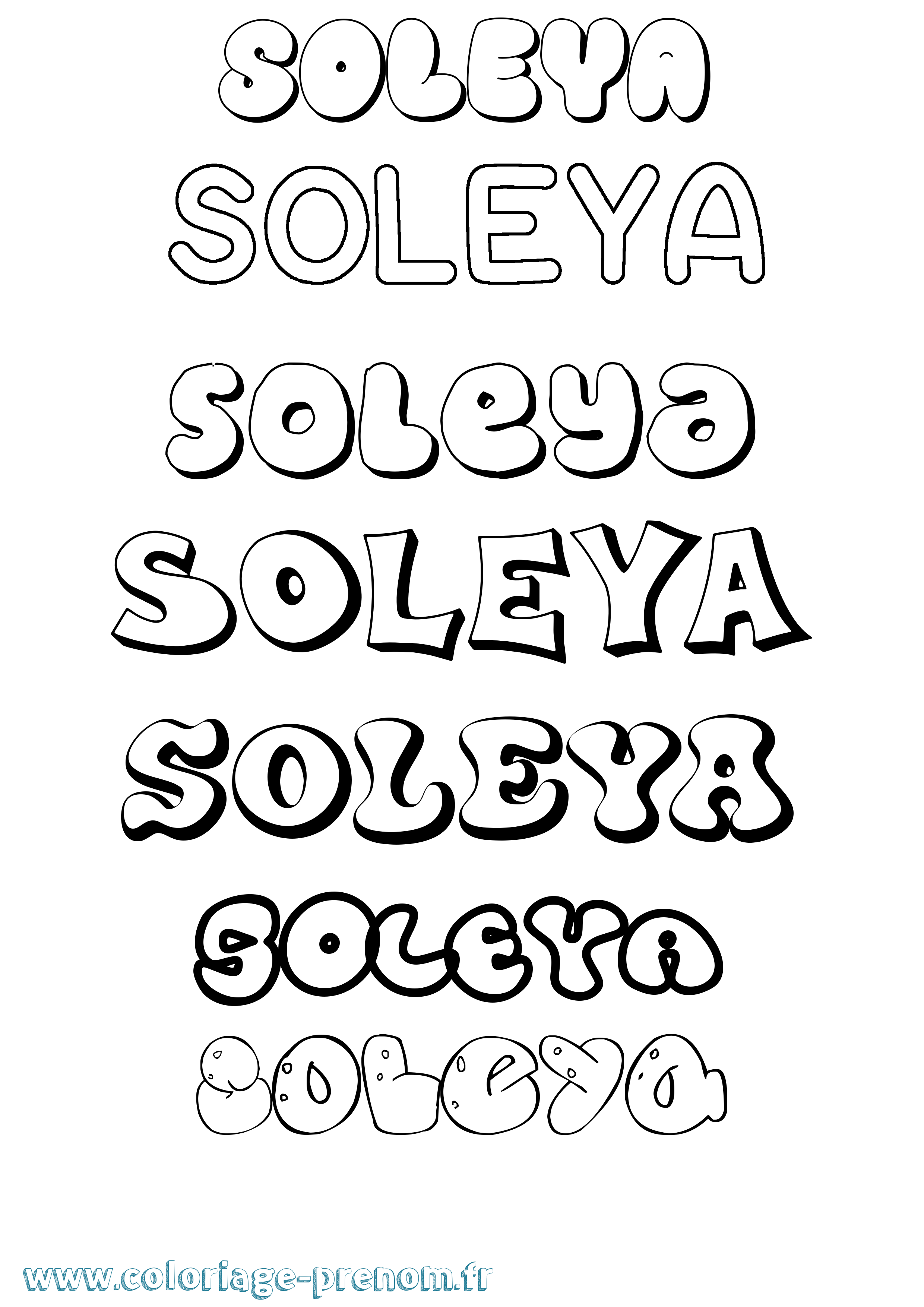 Coloriage Soleya Bubble Coloriage prénom Soleya Bubble